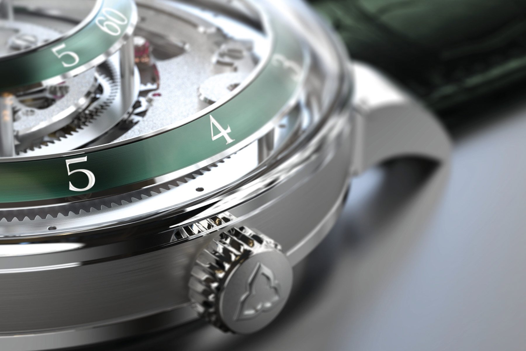 Trilobe Une Folle Journée Green Side and Hour Ring