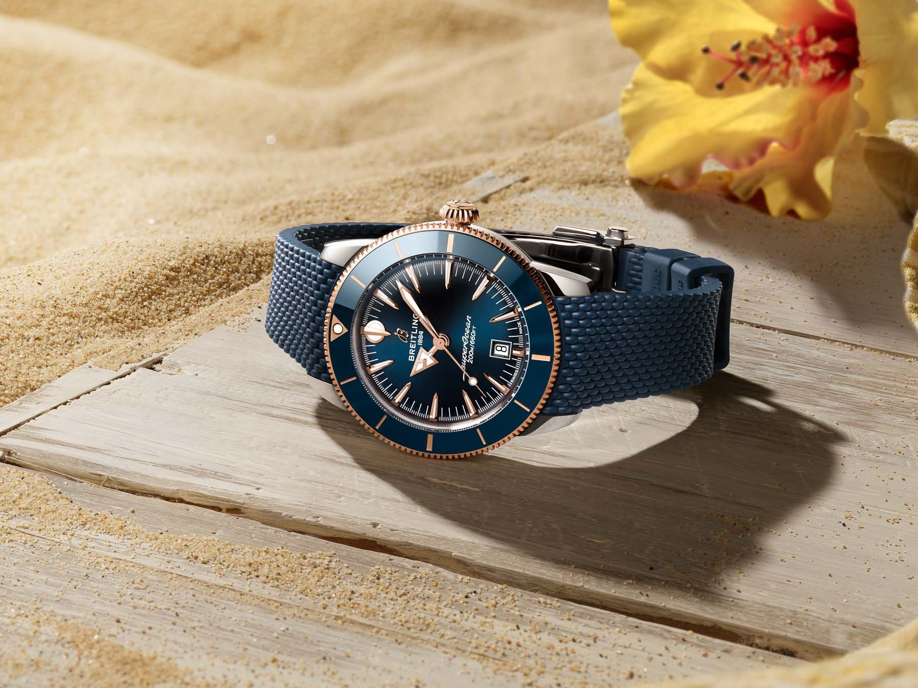 two-tone blue-dial Breitling SuperOcean Heritage 44