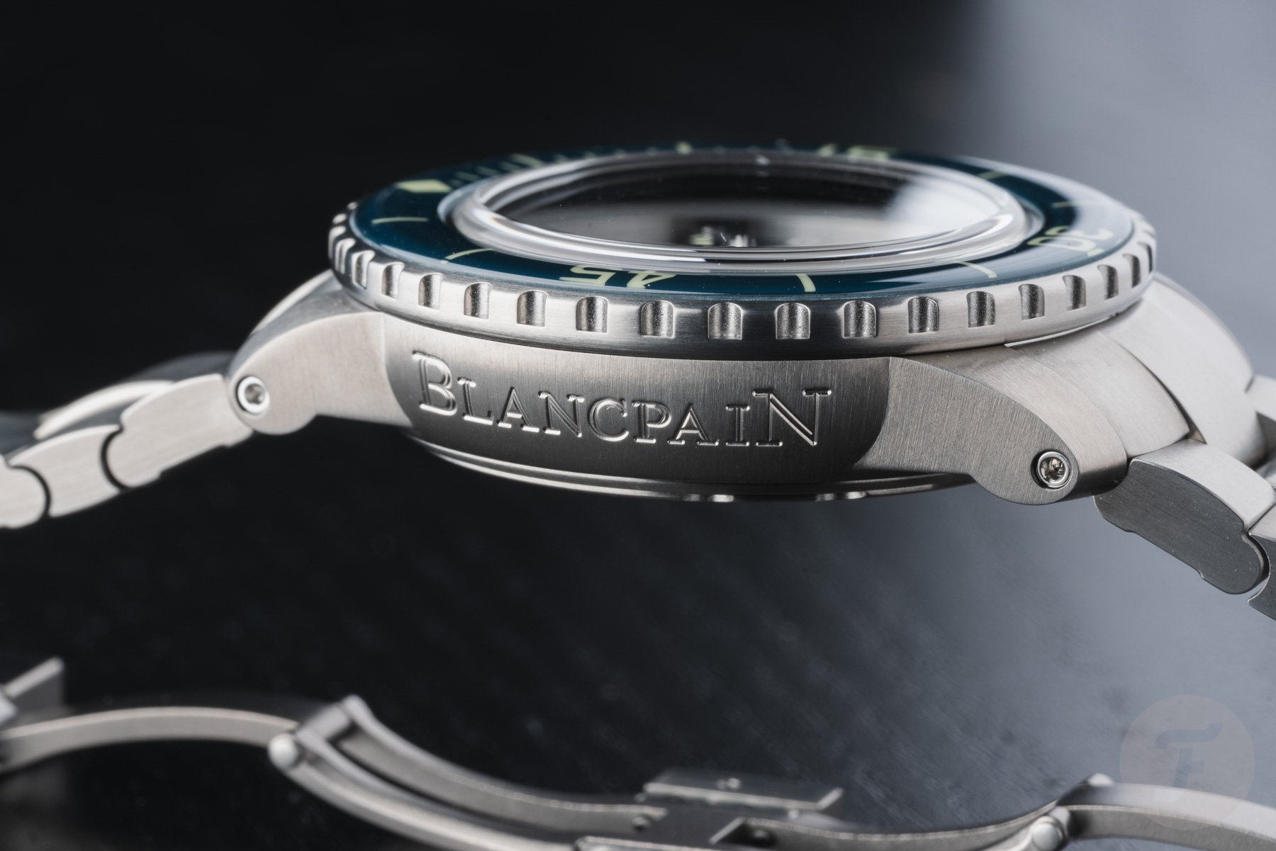 38mm Blancpain Fifty Fathoms case profile with signature