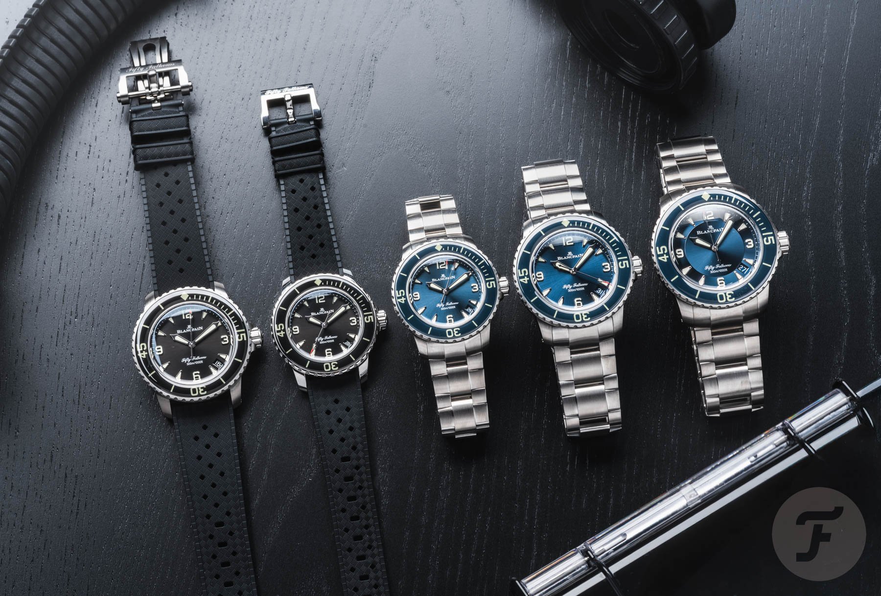 Blancpain Fifty Fathoms 38mm, 42.3mm and 45mm side by side