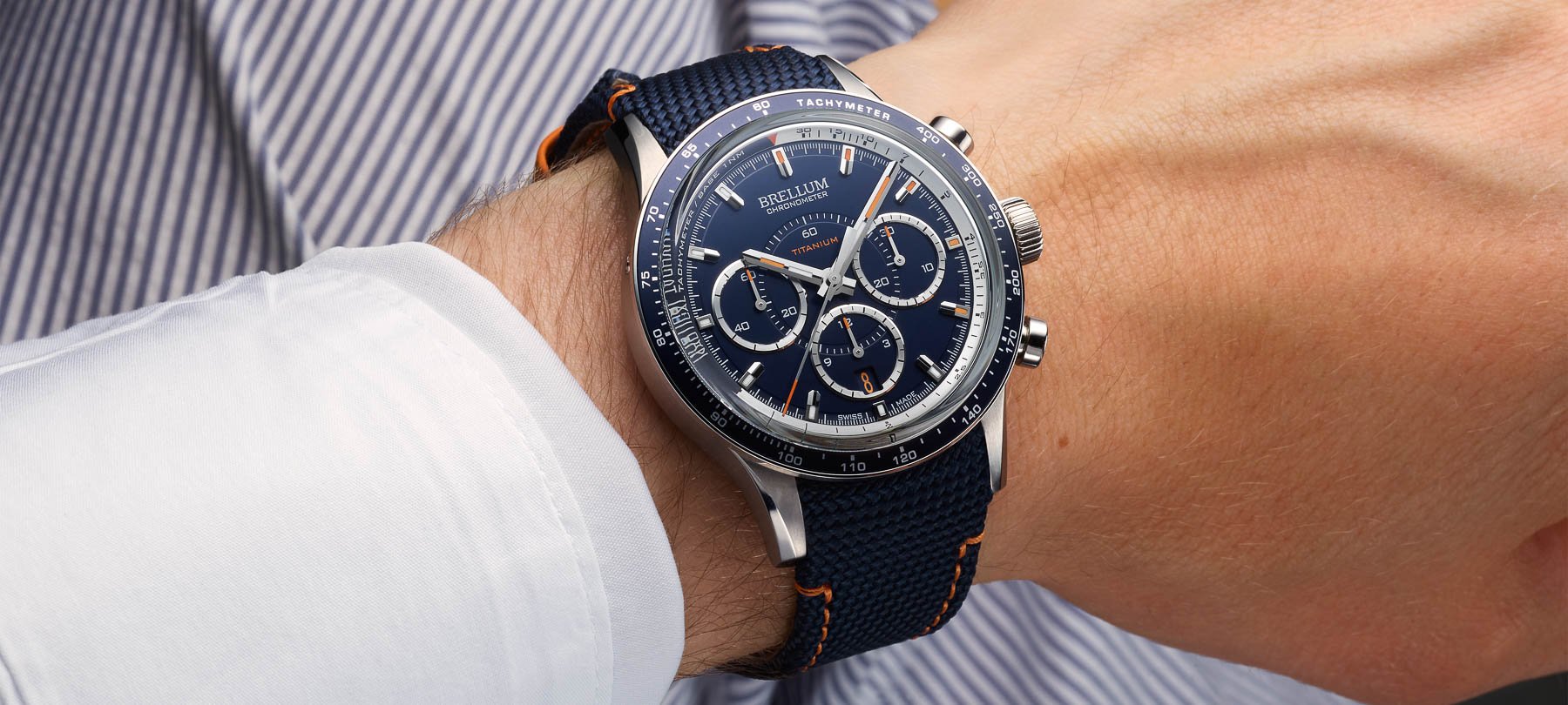 titanium Brellum Pandial Marina Tricompax Chronometer LE on wrist, header