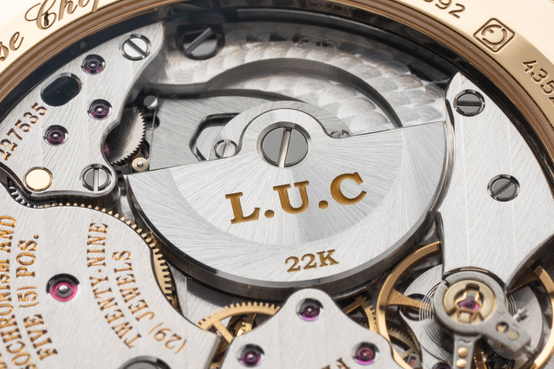 Chopard L.U.C Qualité Fleurier 20th Anniversary Edition micro-rotor up close