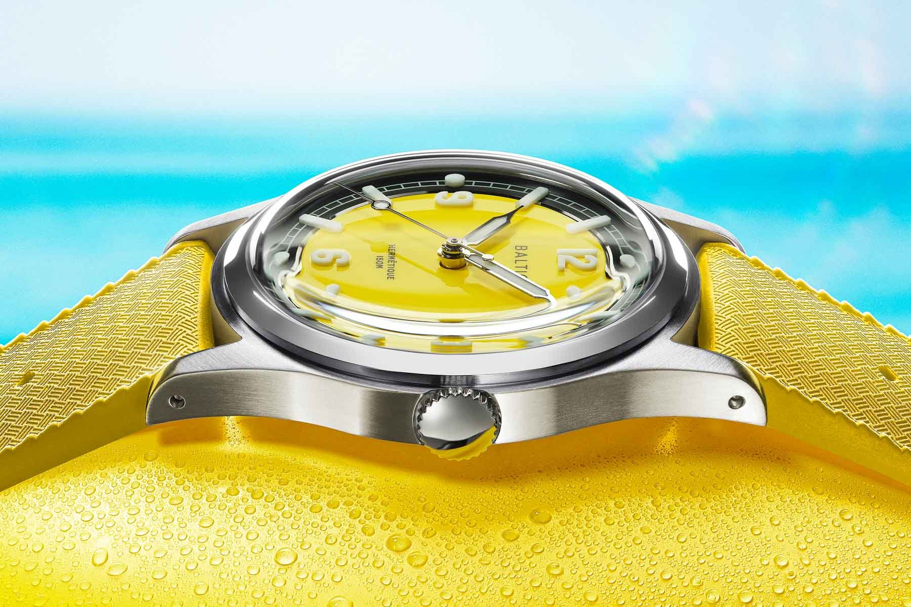 Yellow Baltotic Hermetique Summer Case Profile, Crown Side 