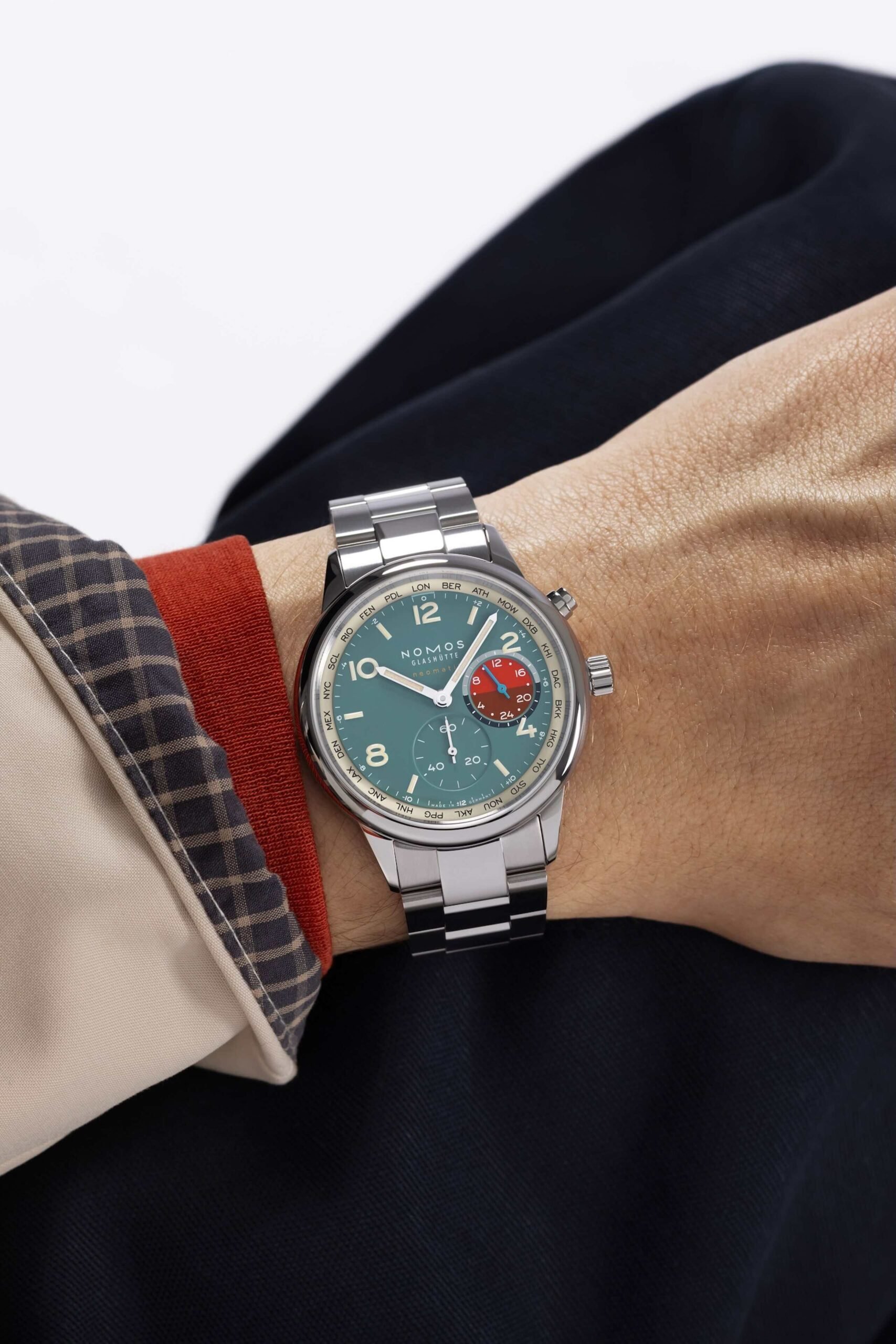Jorg's Summer Watch Picks 2025 - Nomos Club Sports Neomatik WorldTimer Glacier Wrist Shot