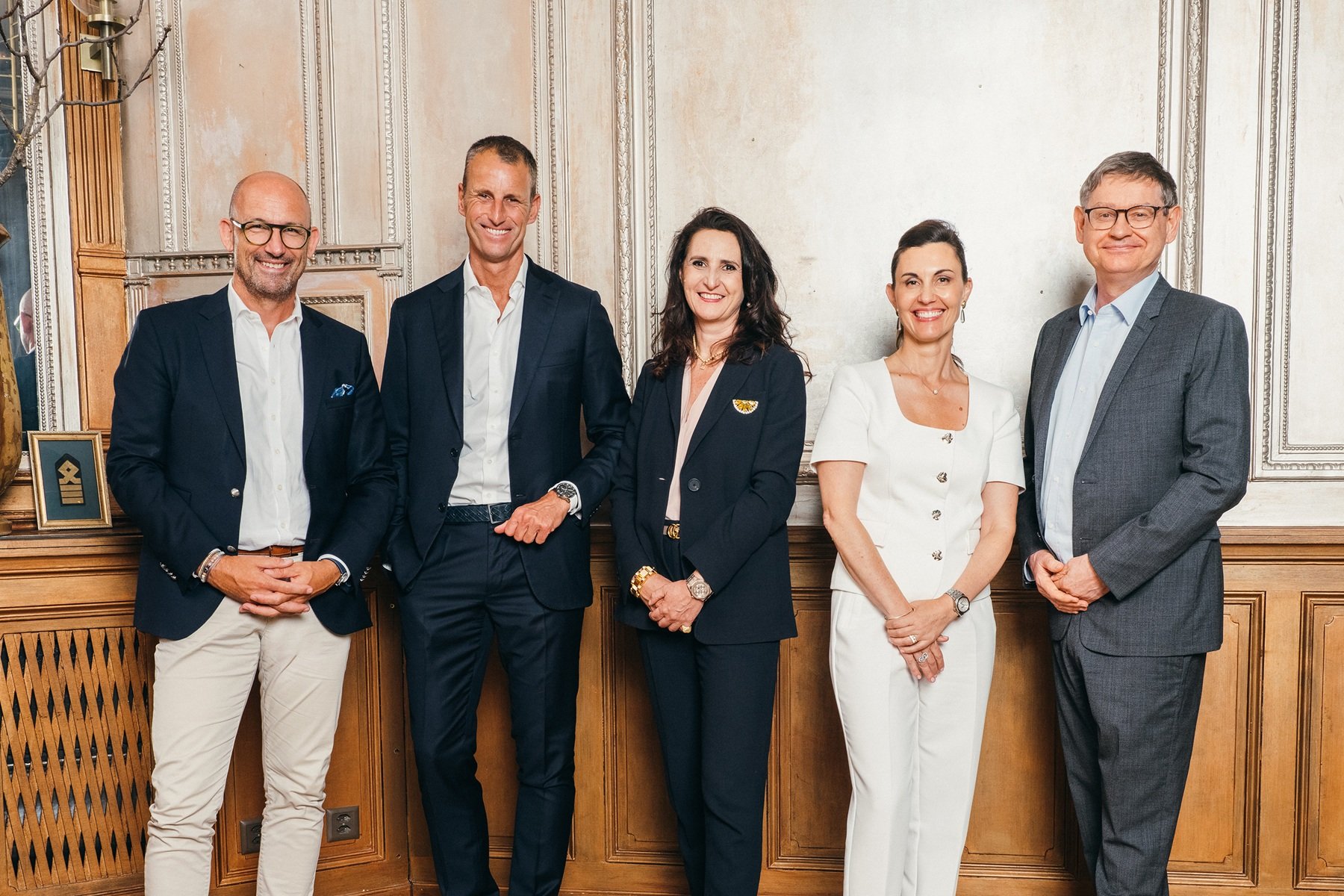 Watches or Watchmaking — Pascal Ravessoud of FHH, Patrick Pruniaux of Sowind, Ilaria Resta of Audemars Piguet, Aurélie Streit of FHH, Cyrille Vigneron of Cartier at the FHH’s 20th anniversary event in Geneva
