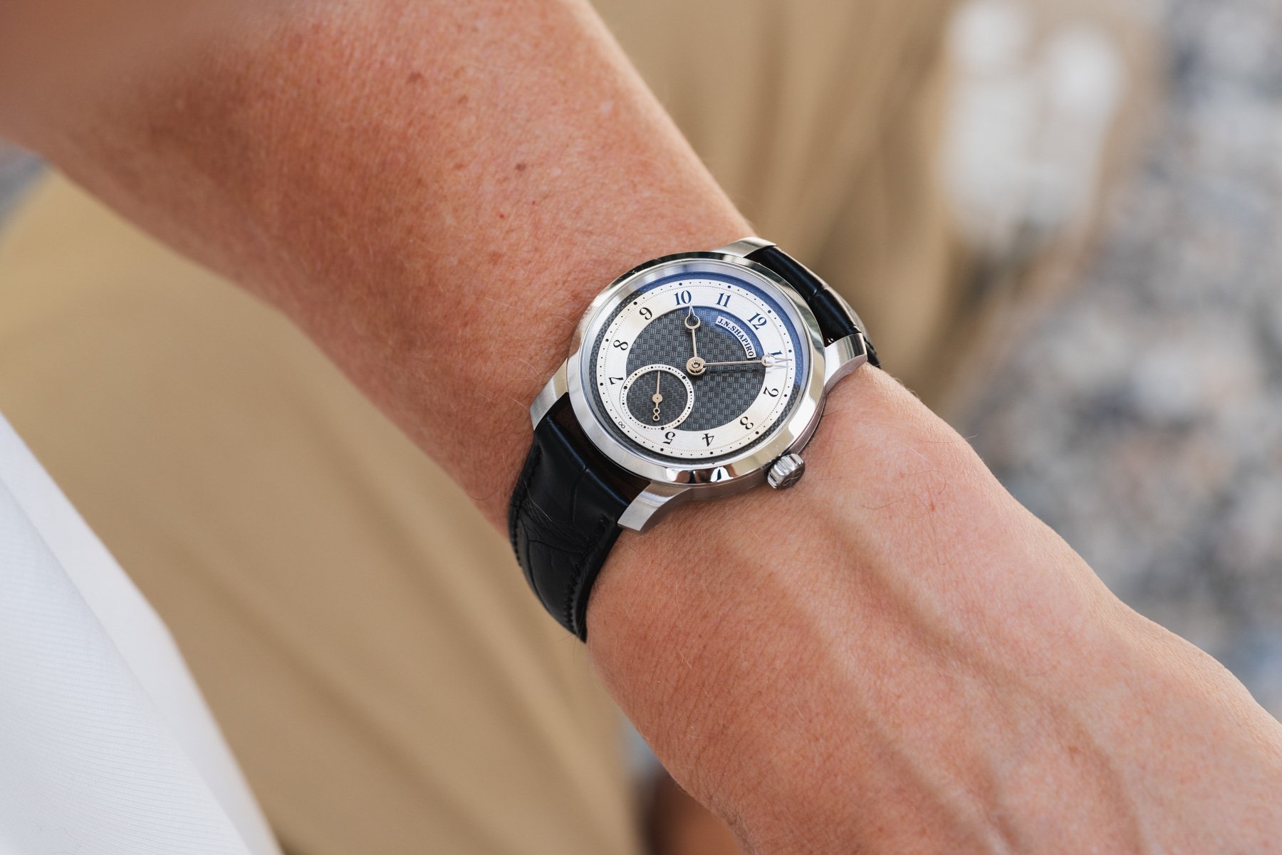 Jn Shapiro Infinity Series with black zirconium dial on wrist
