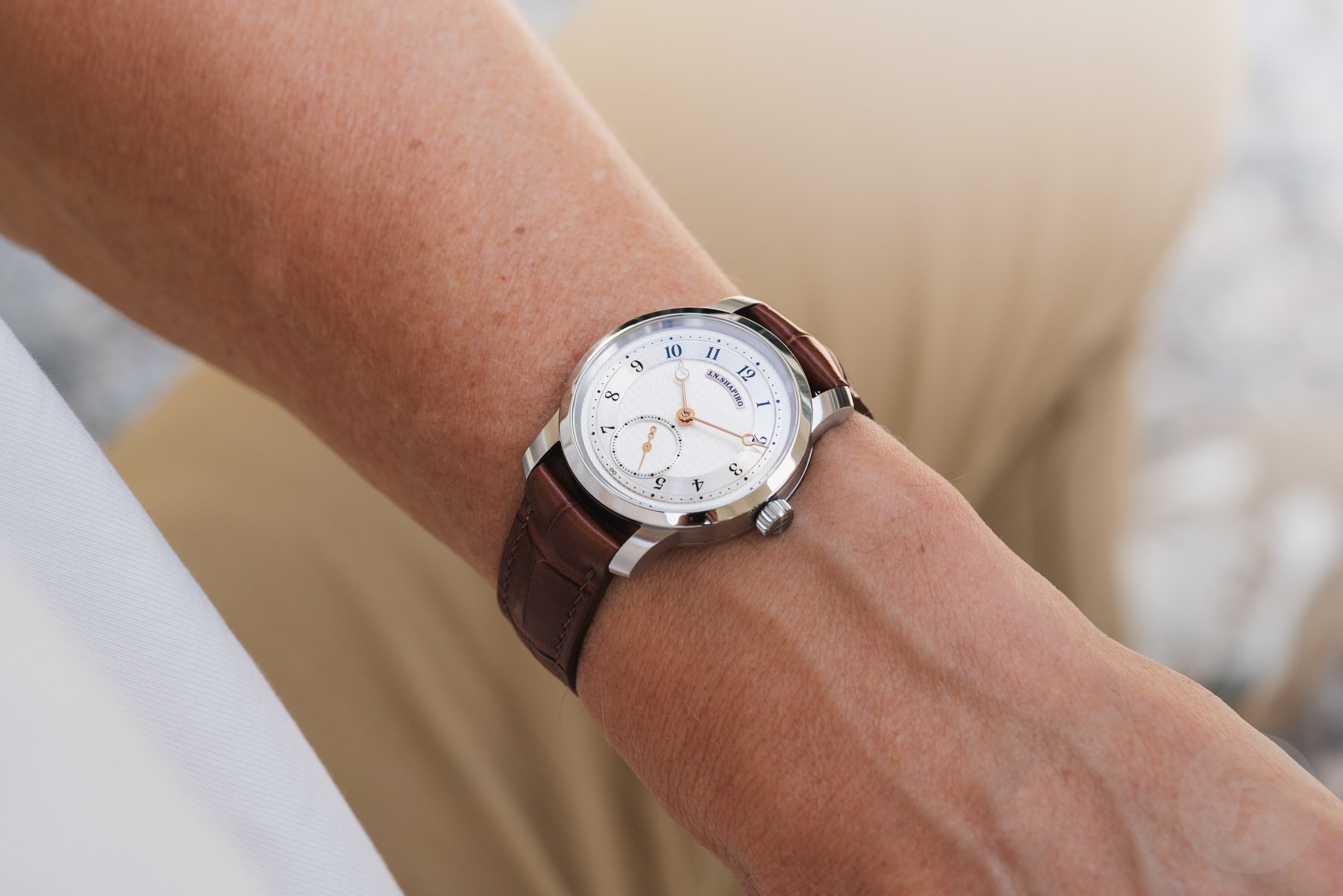 jn shapiro Infinity series pure with matte silver dial on wrist