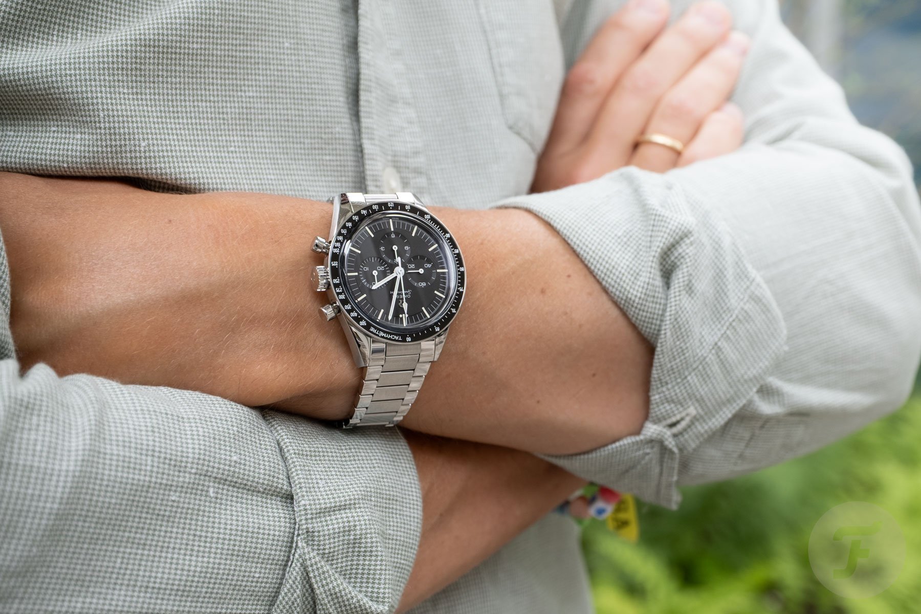 Omega Speedmaster Caliber 321 Arms crossed over wrist