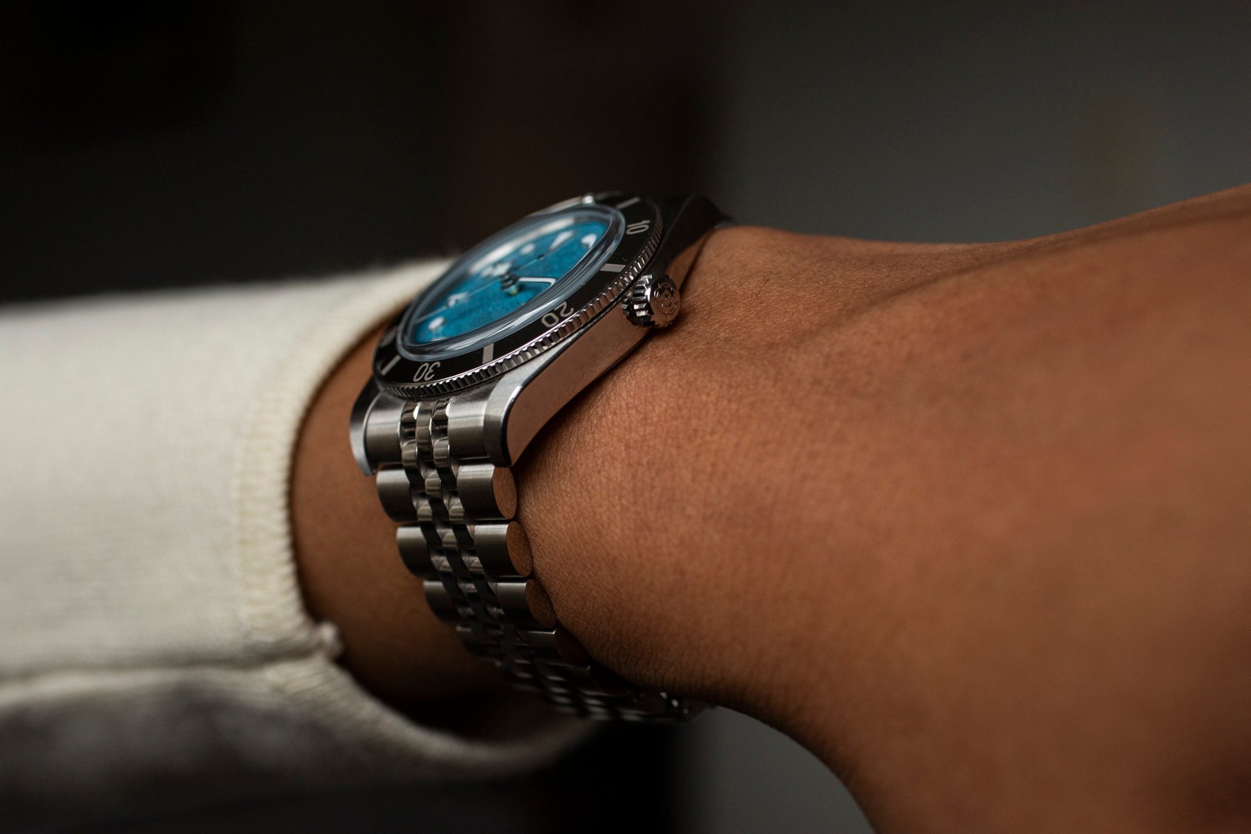 Tudor Black Bay 54 "Lagoon Blue" Wrist profile