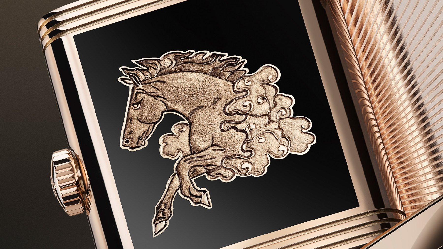 Jaeger-LeCoultre Reverso Tribute Enamel Horse case back up close