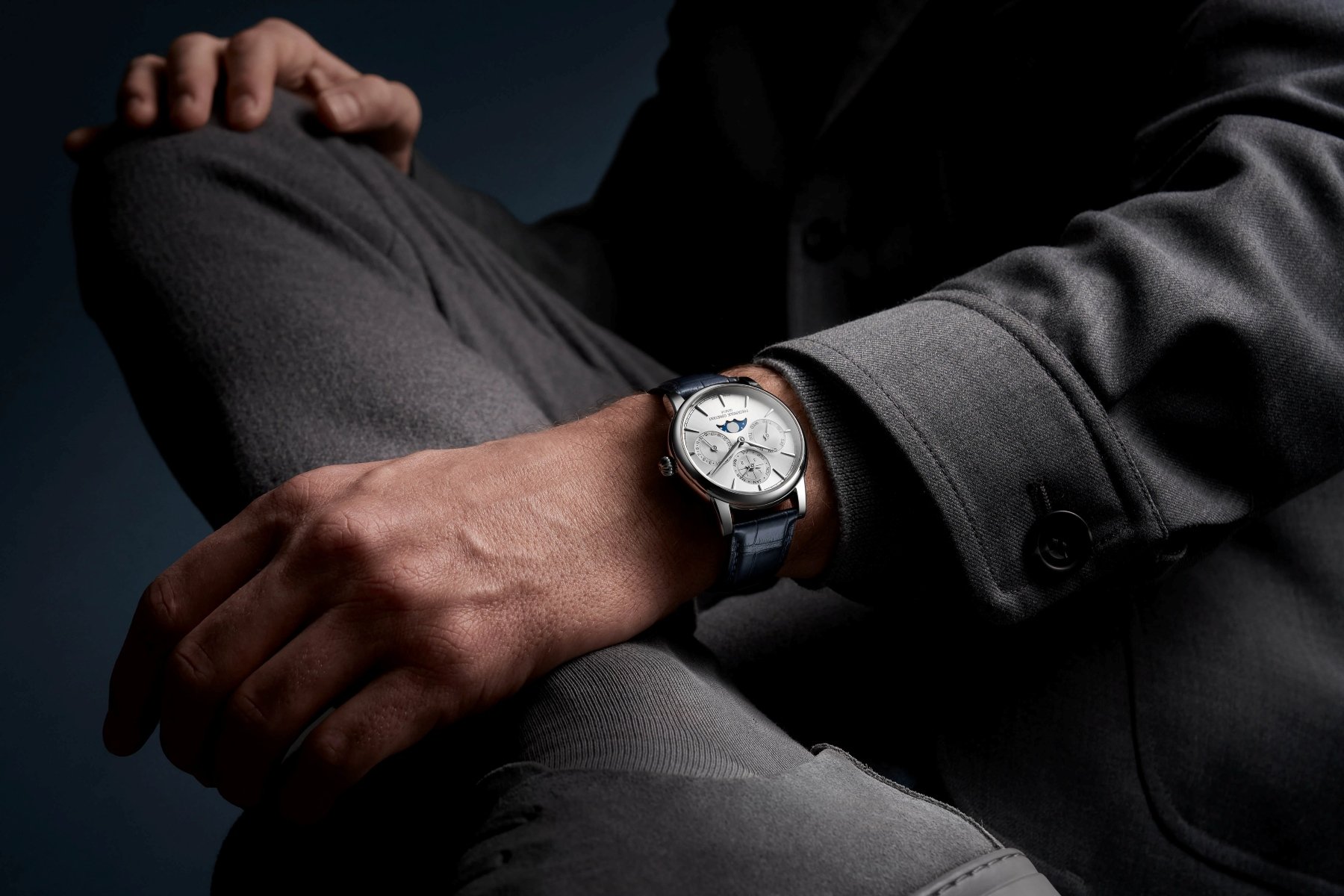 silver-dial Frederique Constant Classic Perpetual Calendar Manufacture on wrist