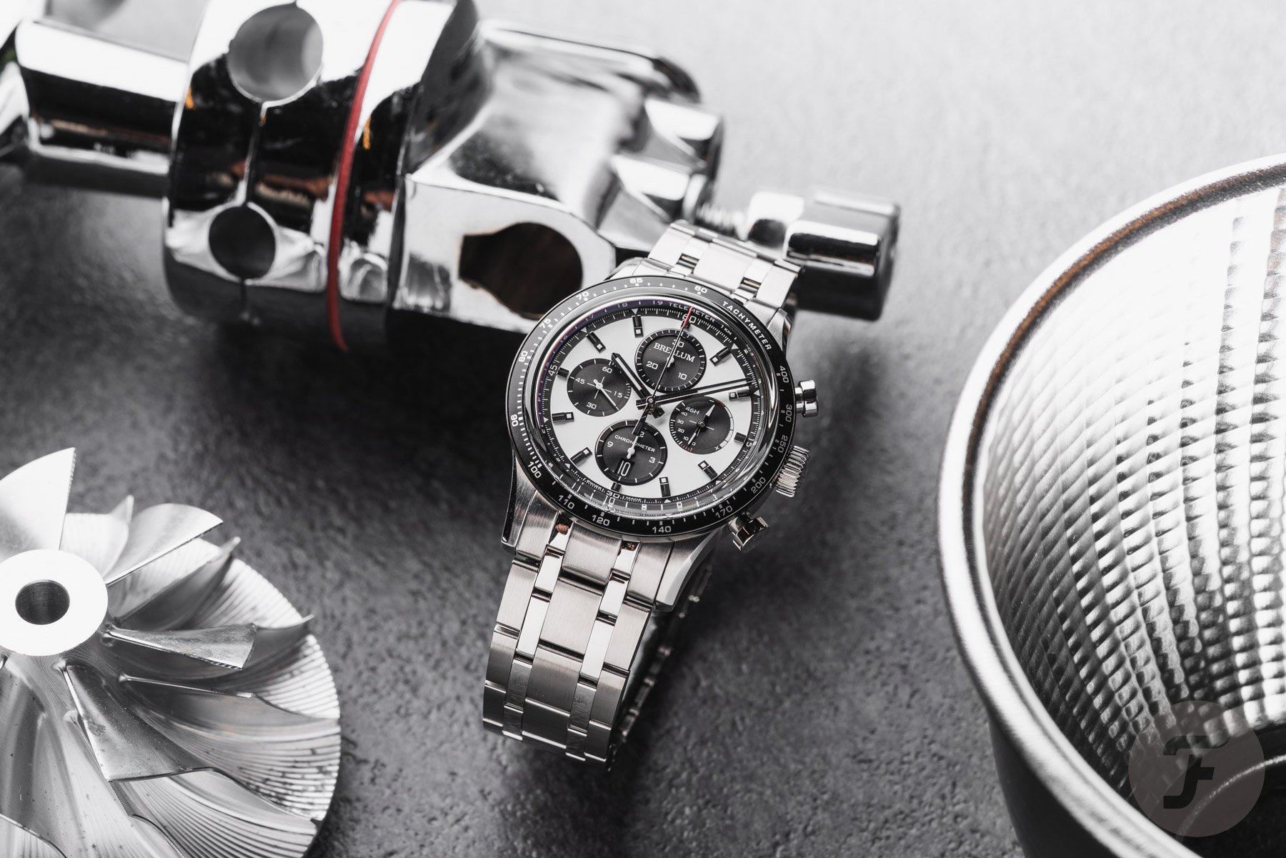 Brellum Pandial Power Reserve LE Chronometer flat lay diagonal