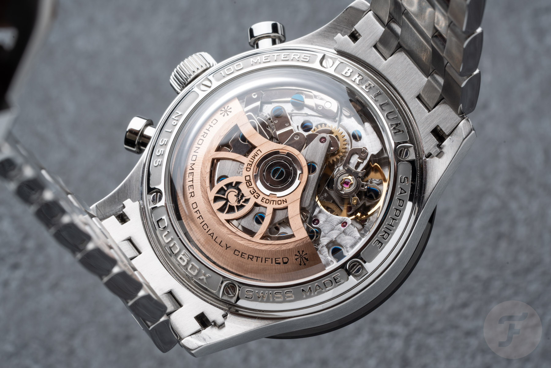Brellum Pandial Power Reserve LE Chronometer case back and movement
