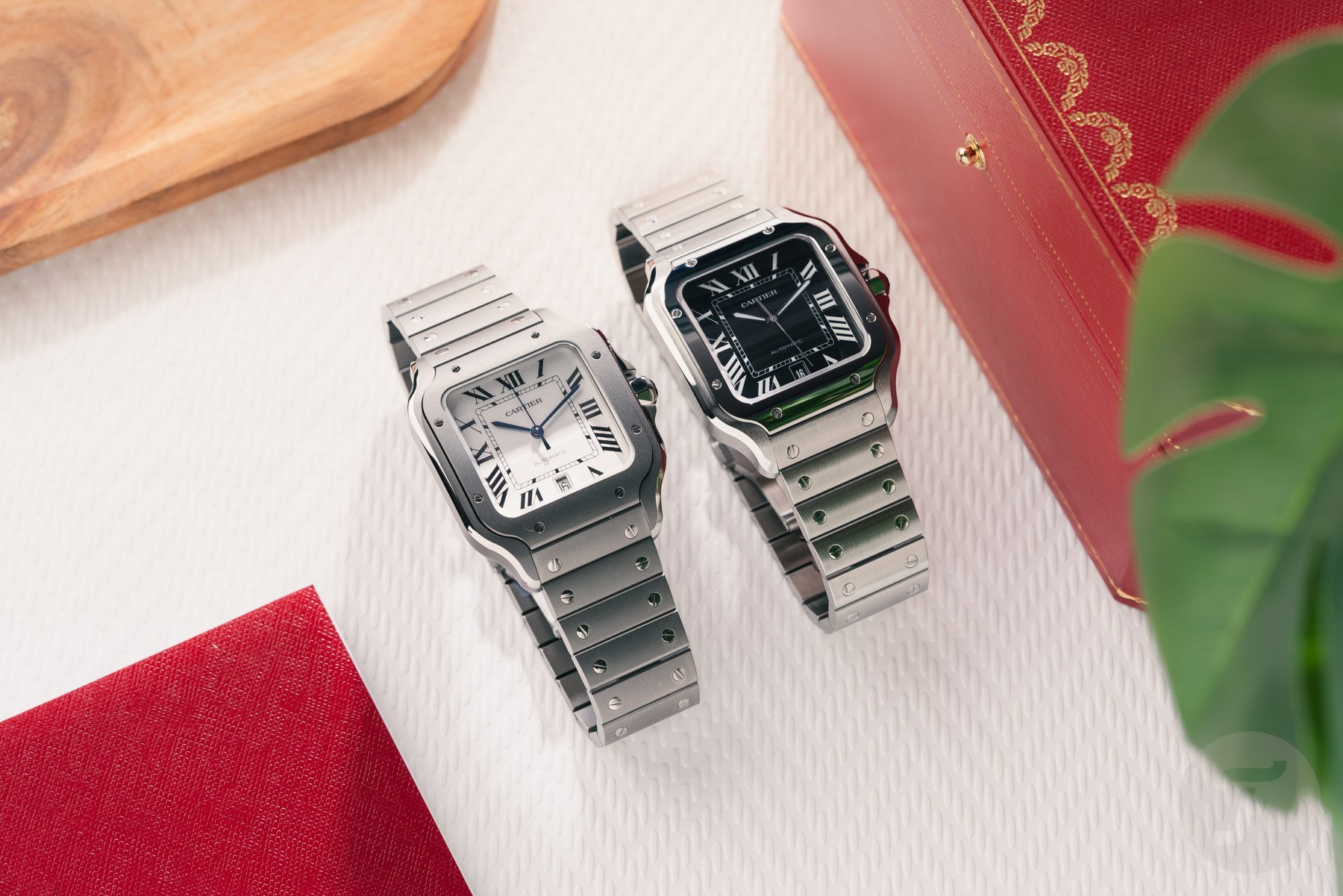 Hands-On: Two Sporty New Variants Of The Cartier Santos — One In Titanium, The Other In Steel With A Black Dial And Lume