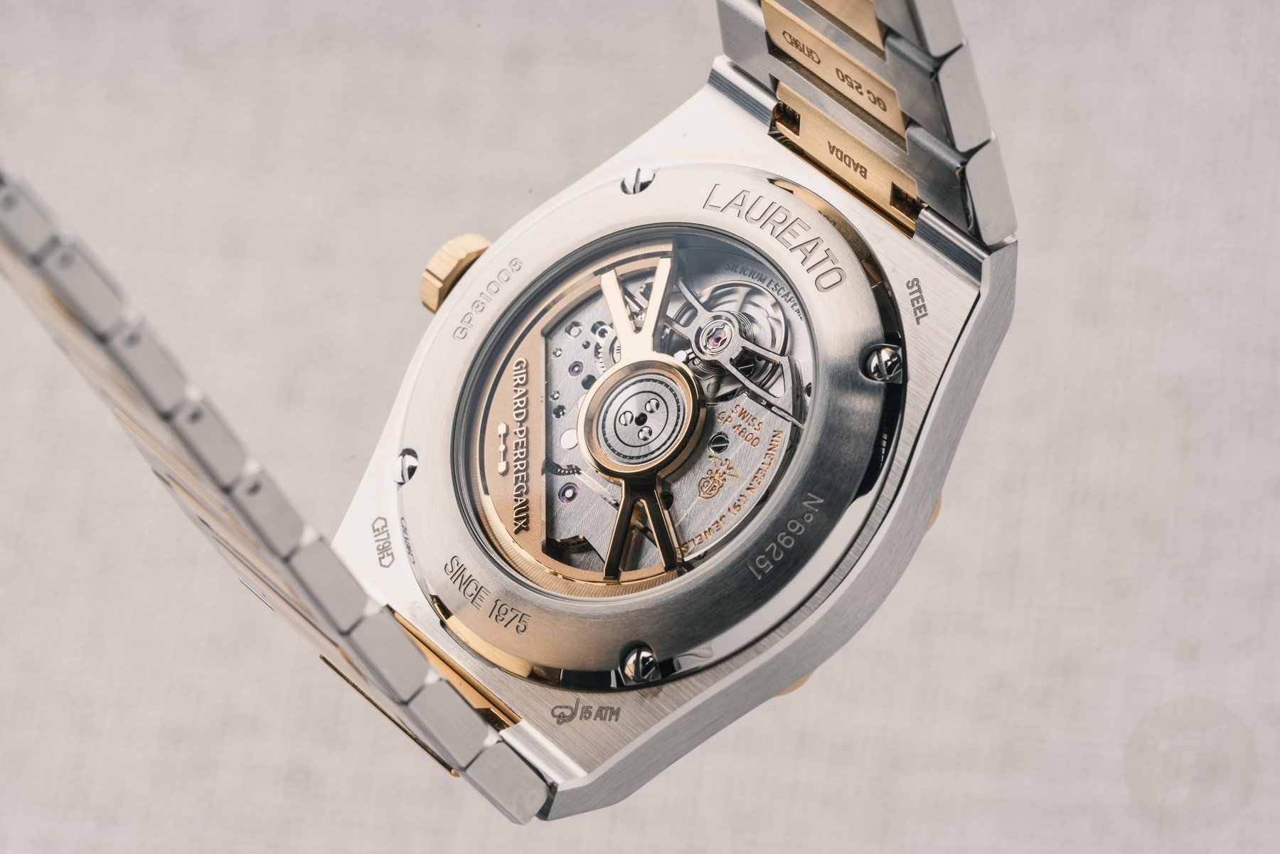 Girard-Perregaux Laureato Fifty case back and movement