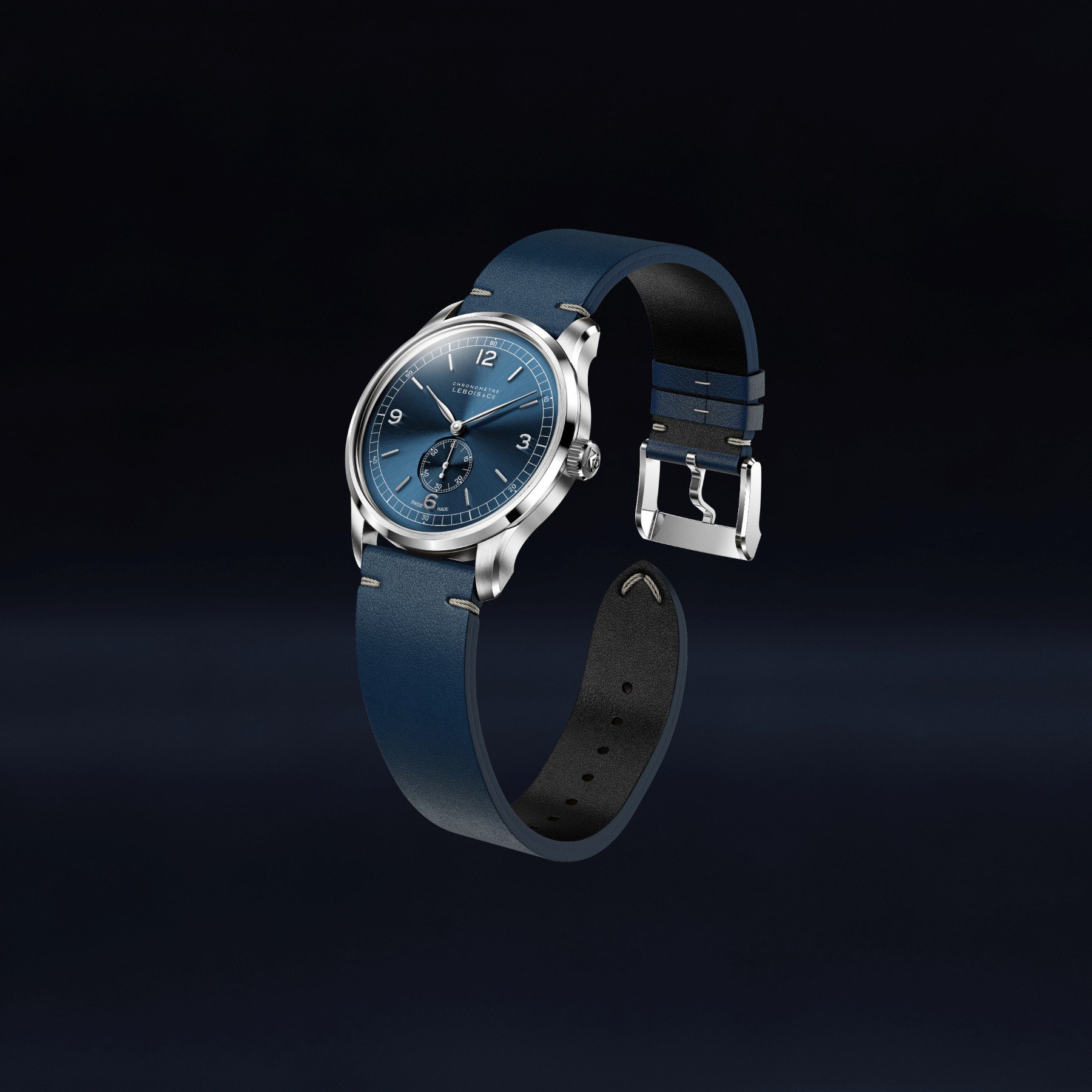 Lebois & Co Heritage Small Seconds Baton front diagonal view