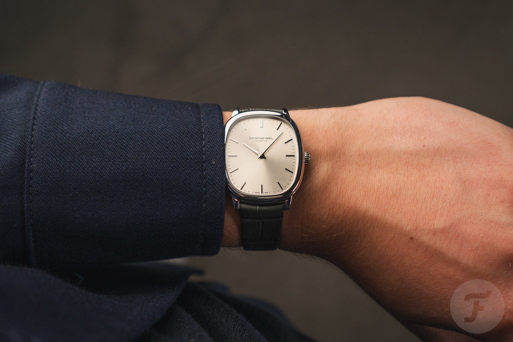 steel silver-dial Raymond Weil Toccata Heritage on wrist