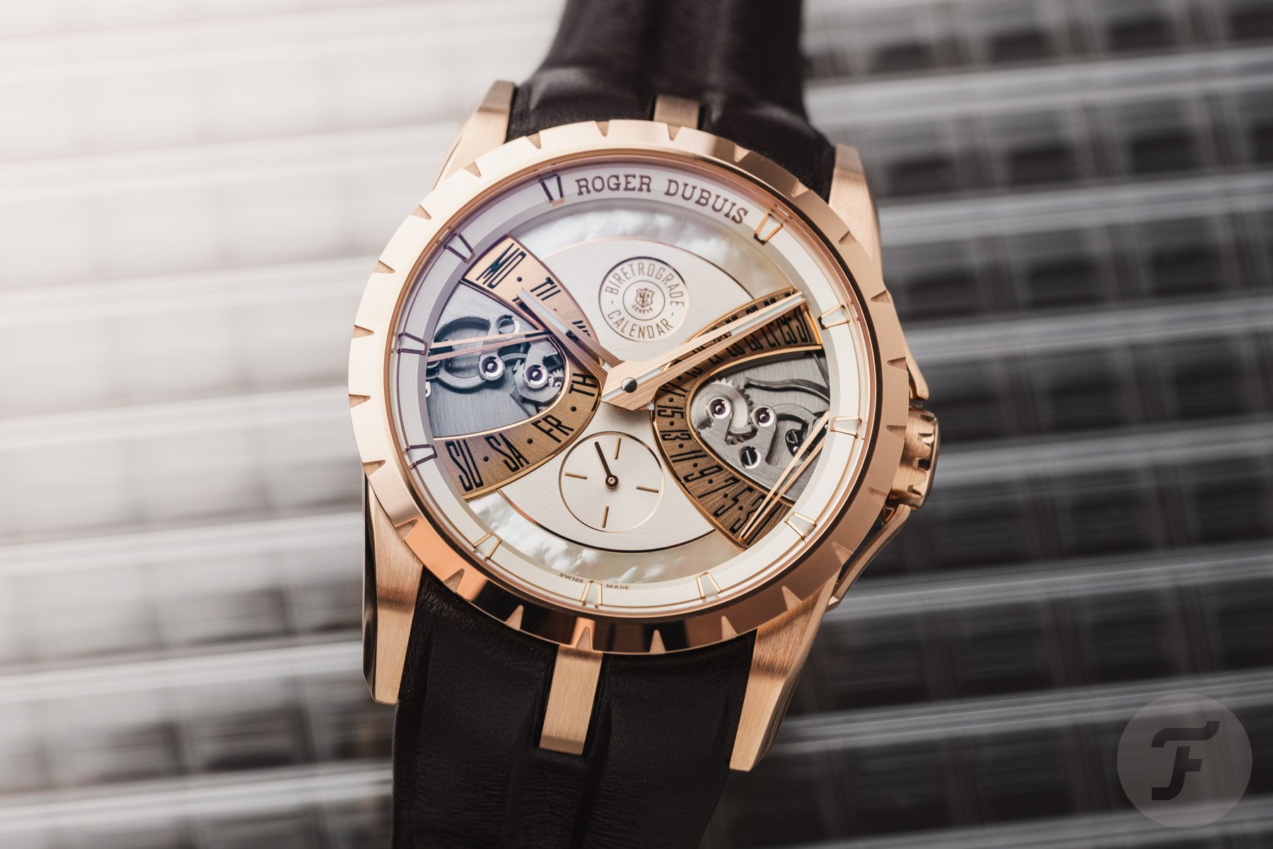 Flat-lay of the Roger Dubuis Excalibur Biretrograde Calendar