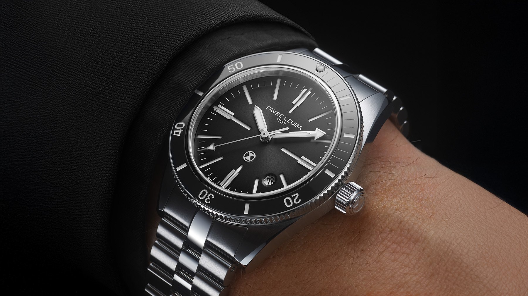 black-dial Favre Leuba Deep Raider Renaissance wrist shot