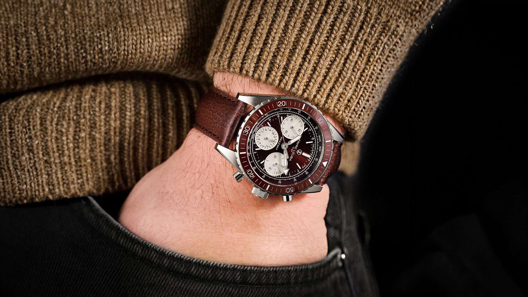 brown-dial Favre Leuba Sea Sky Revival pocket shot