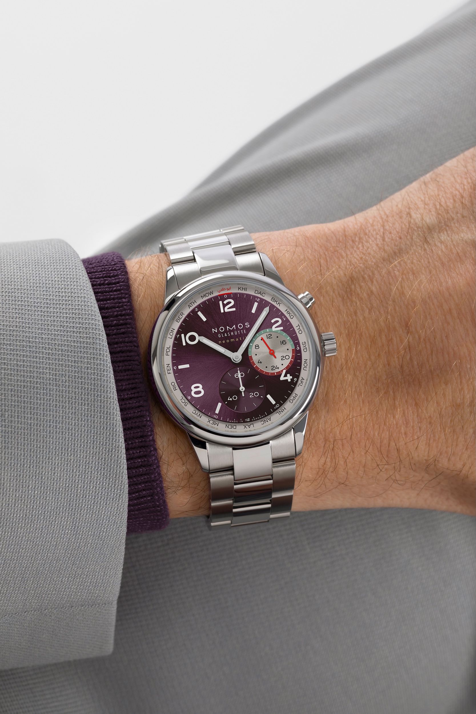 late highlights of 2025 — Nomos Club Sport Neomatik Worldtimer for Mansour wrist shot