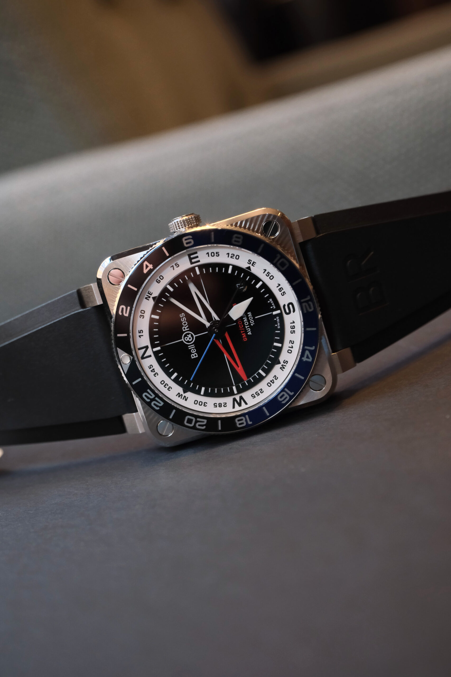 Bell & Ross BR-03 GMT Compass on its side