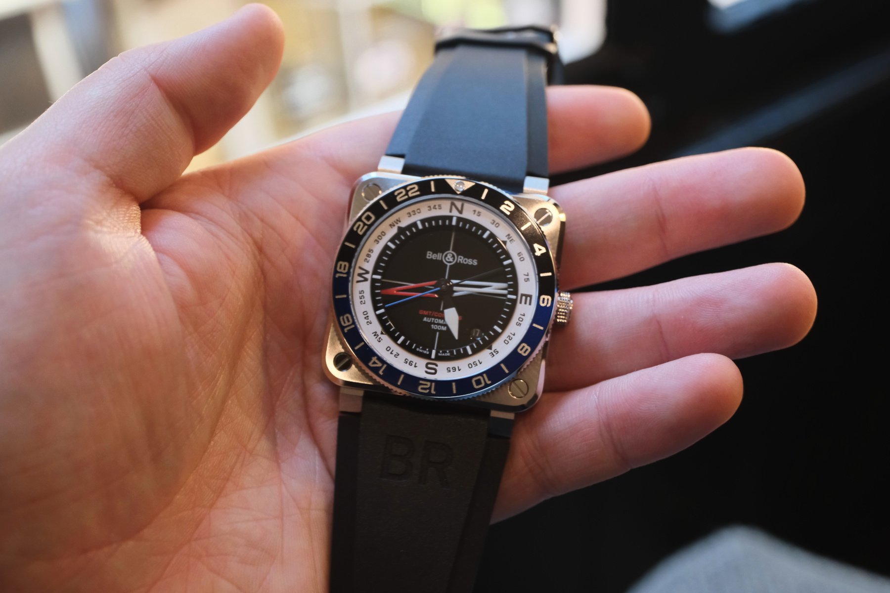 Bell & Ross BR-03 GMT Compass in hand