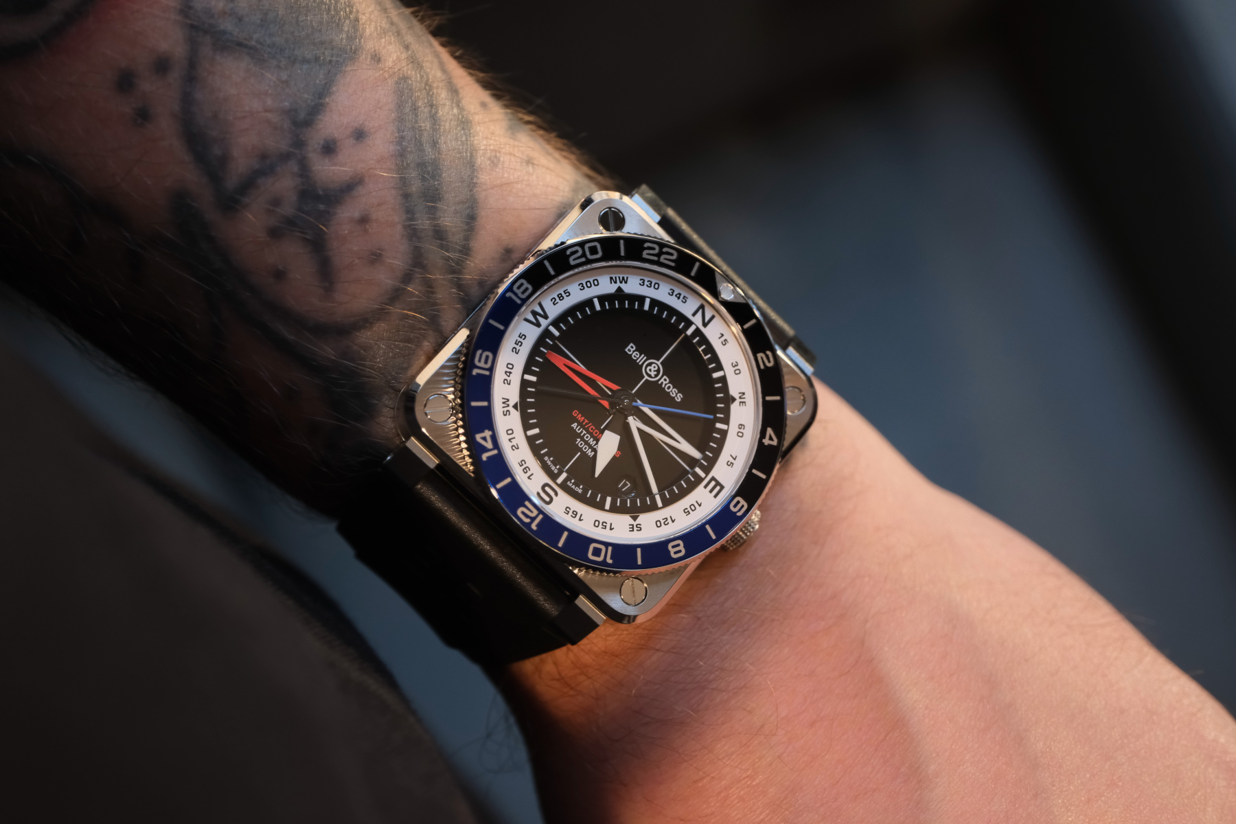 Bell & Ross BR-03 GMT Compass on wrist