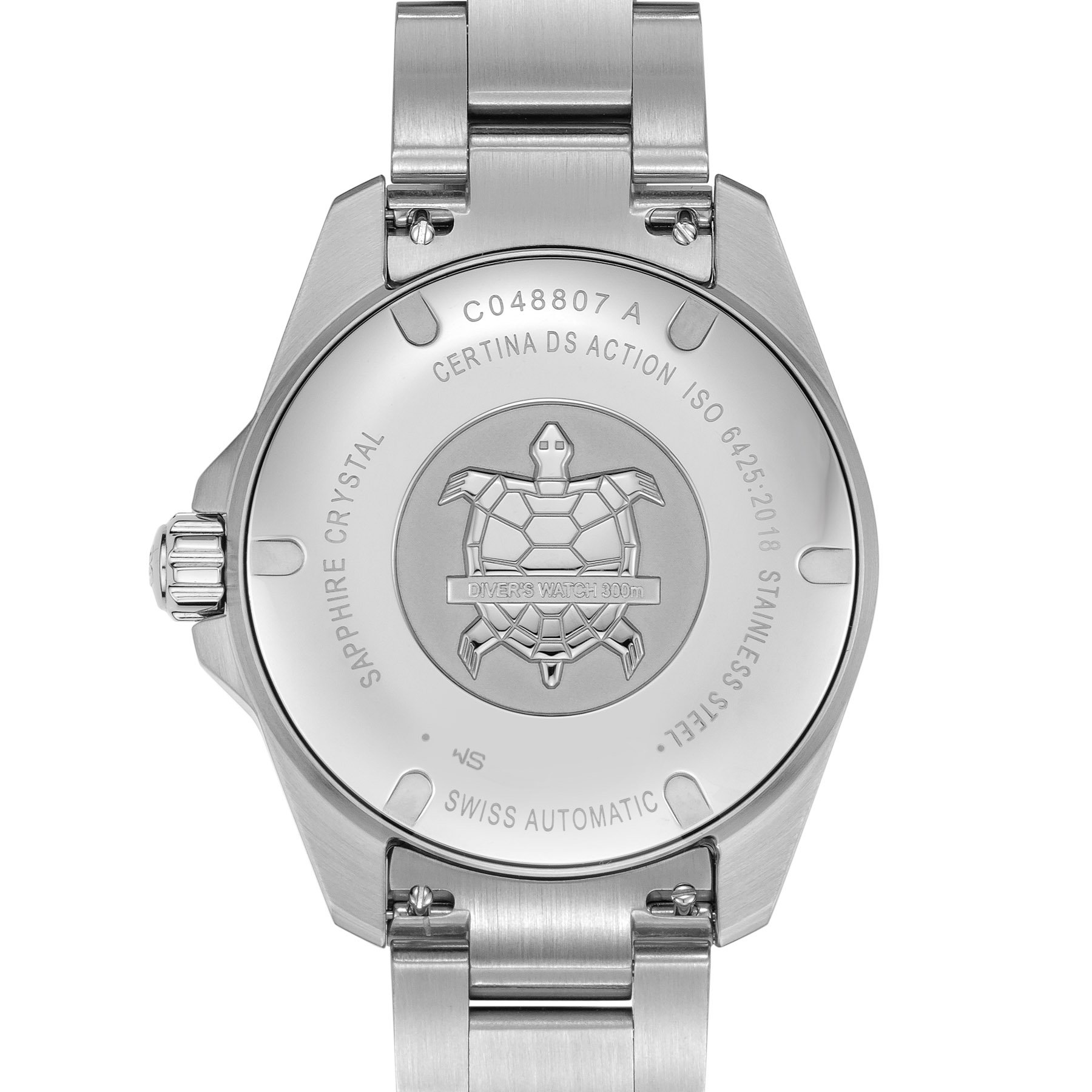 Certina DS Action Diver 38mm black dial steel case back