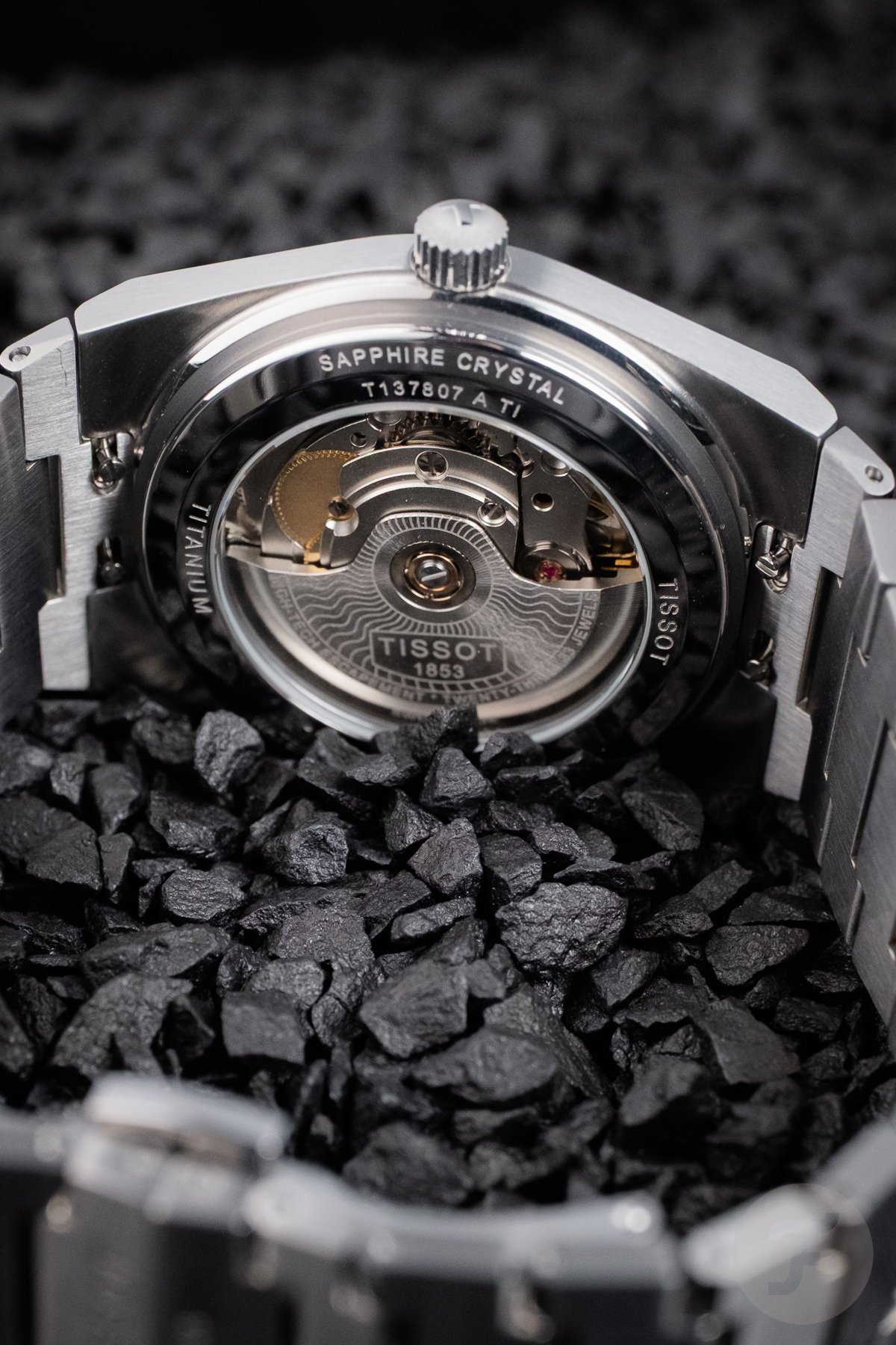 Tissot PRX Titanium 38mm case back and movement