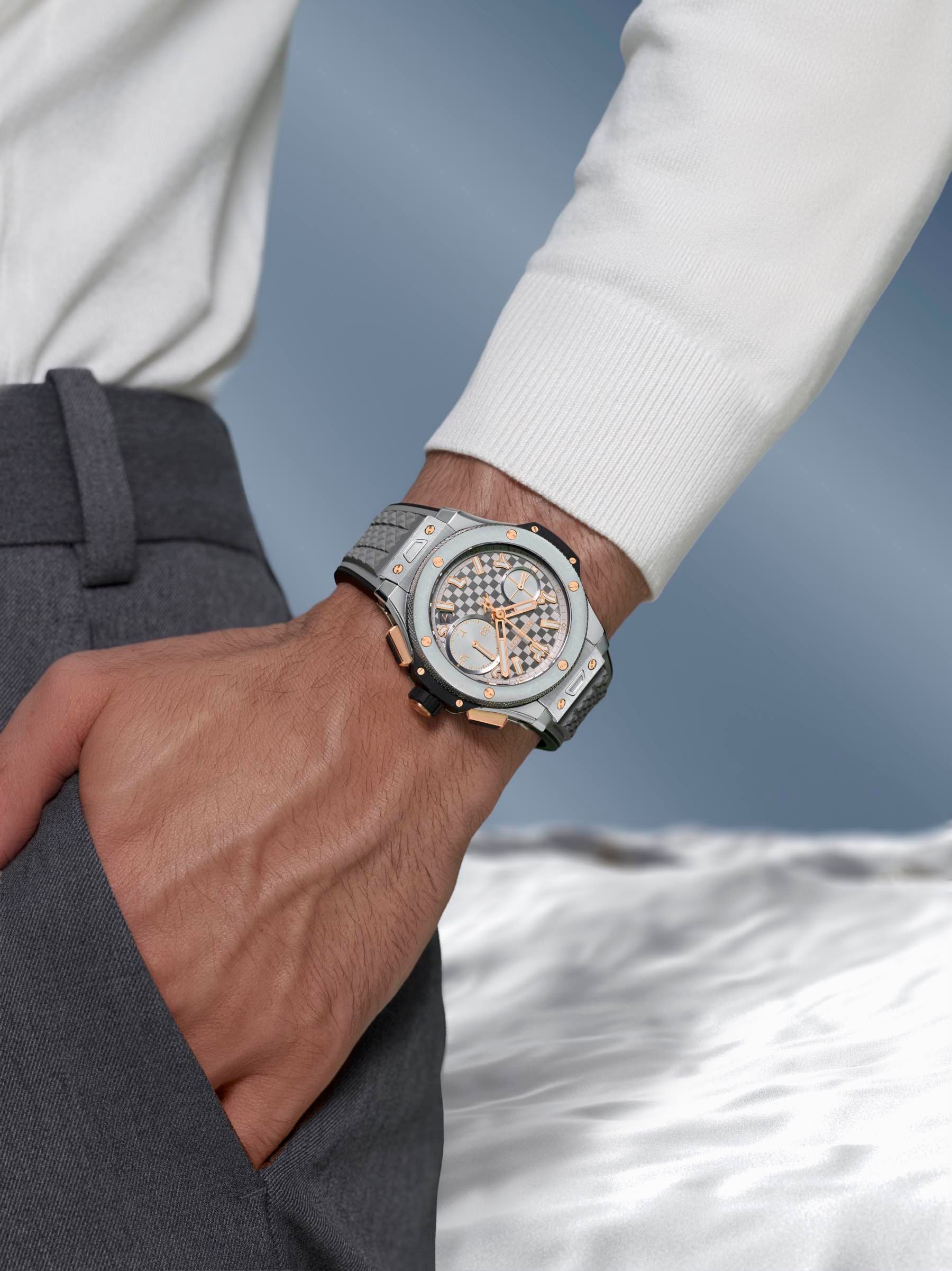 Hublot Big Bang Ahmed Seddiqi 75th Anniversary Titanium Grey pocket shot