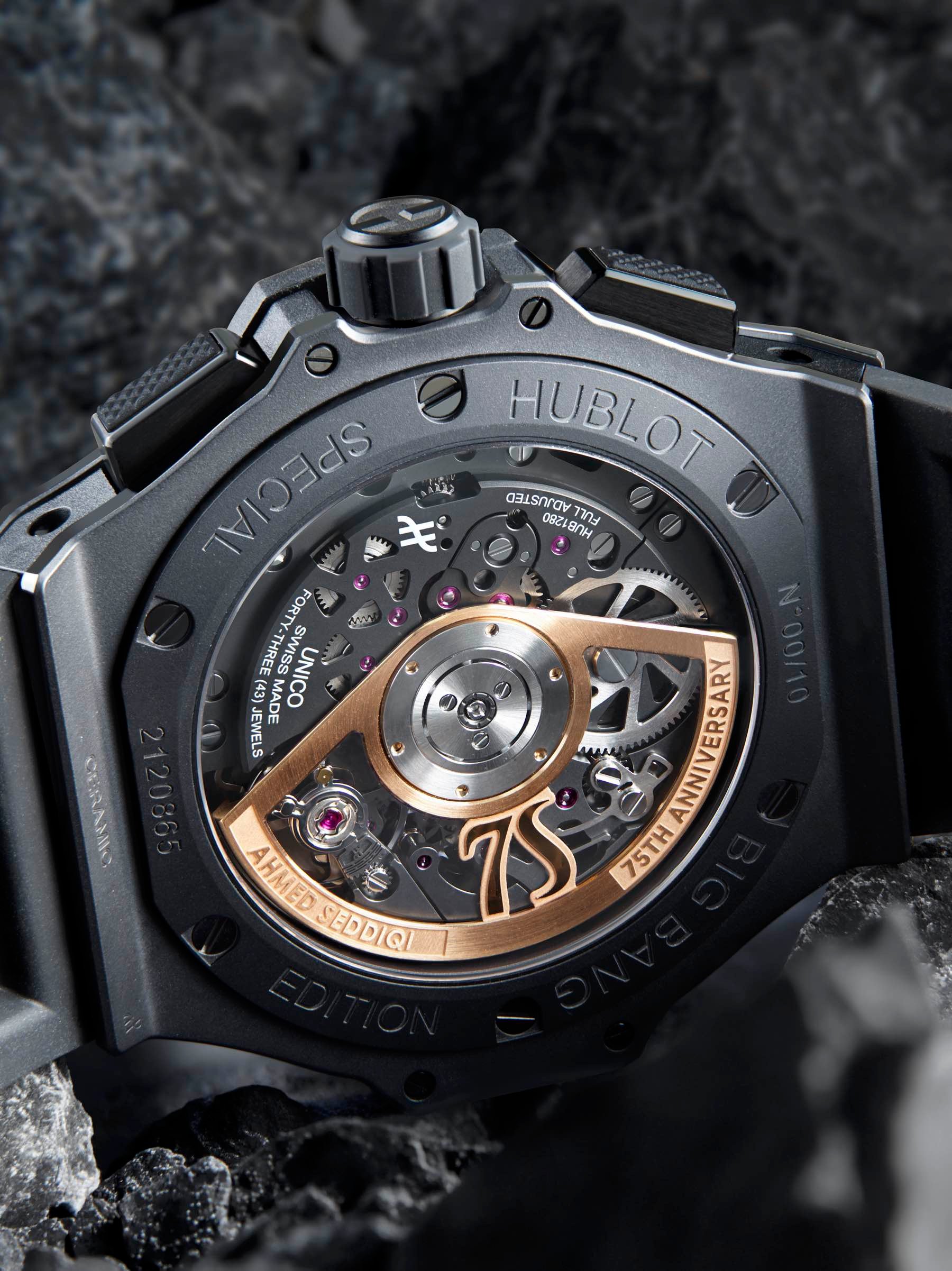 Hublot Big Bang Ahmed Seddiqi 75th Anniversary All Black case back and movement