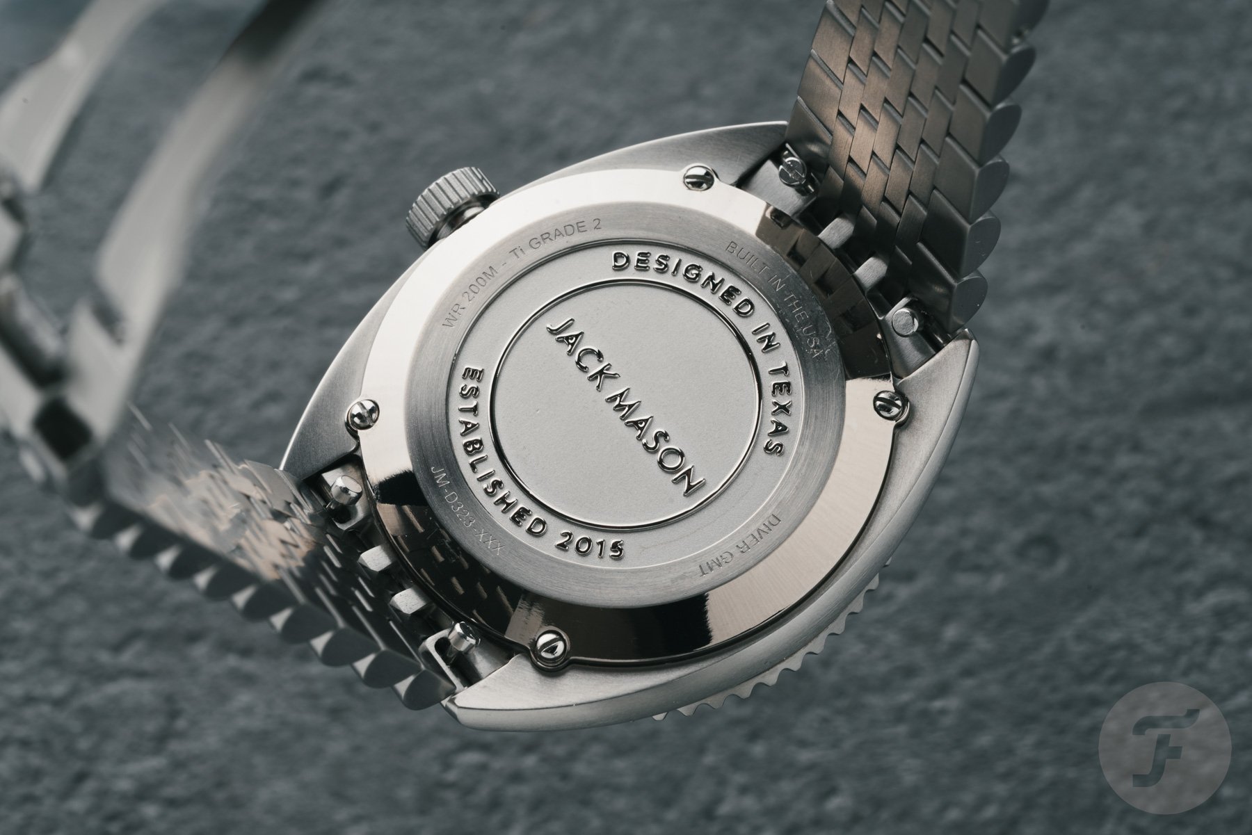 Jack Mason Strat-o-Timer Titanium Diver GMT case back