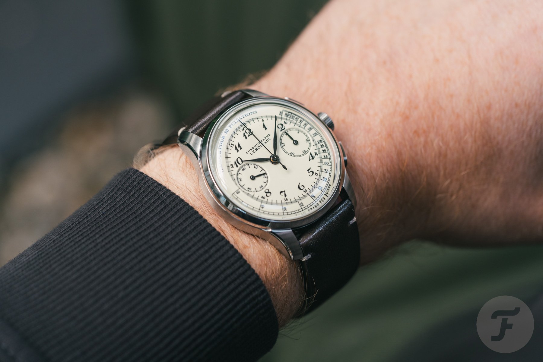 Lebois & Co Heritage Chronograph Atelier "Coquille d’œuf" on the wrist