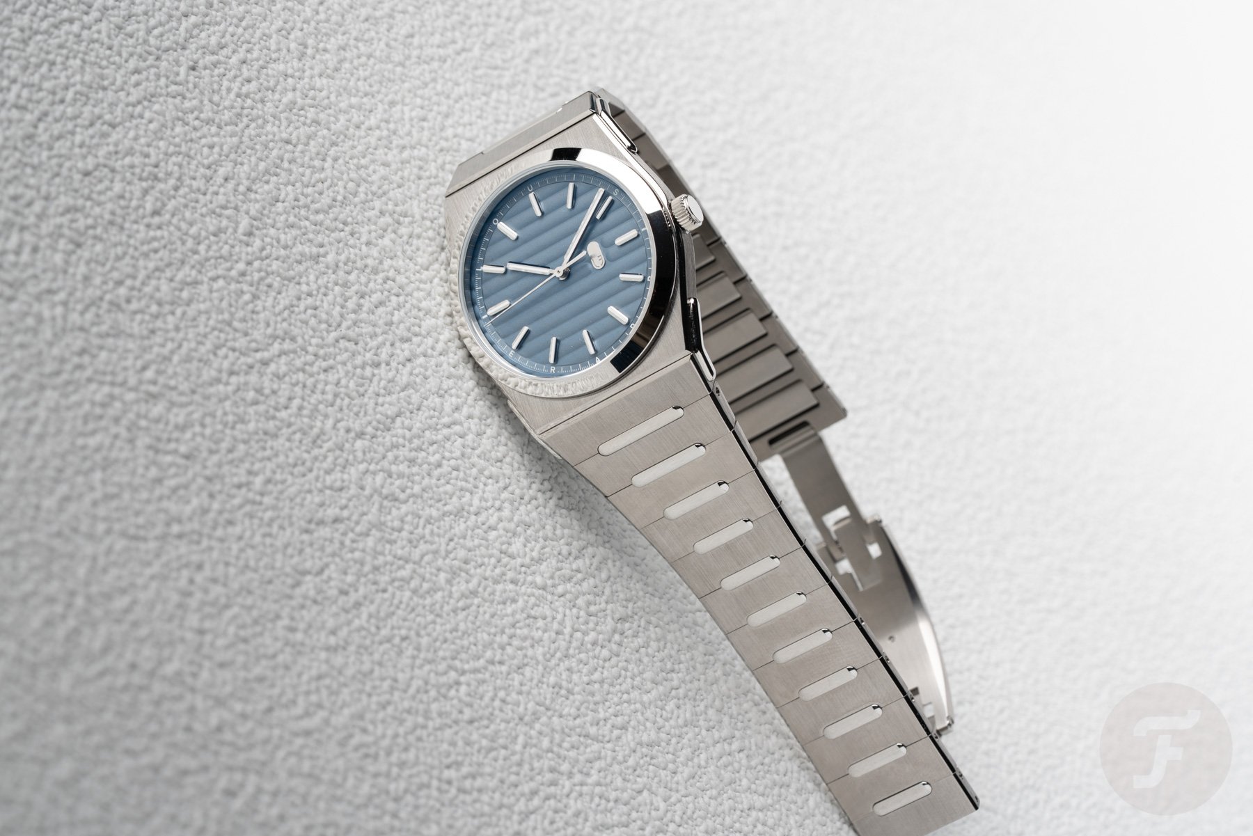 Tilted shot of the Louis Erard 2340 Slate