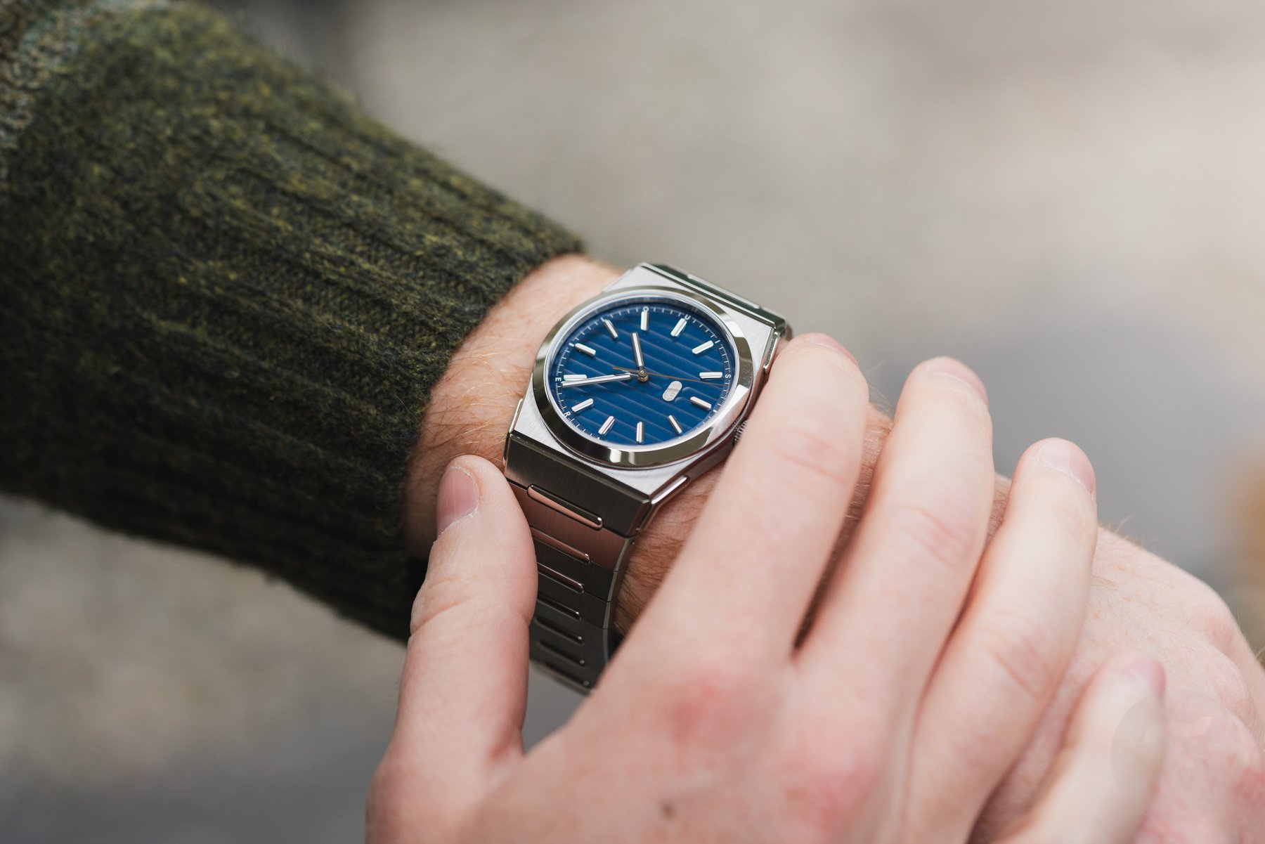 The Louis Erard 2340 Blue on the wrist
