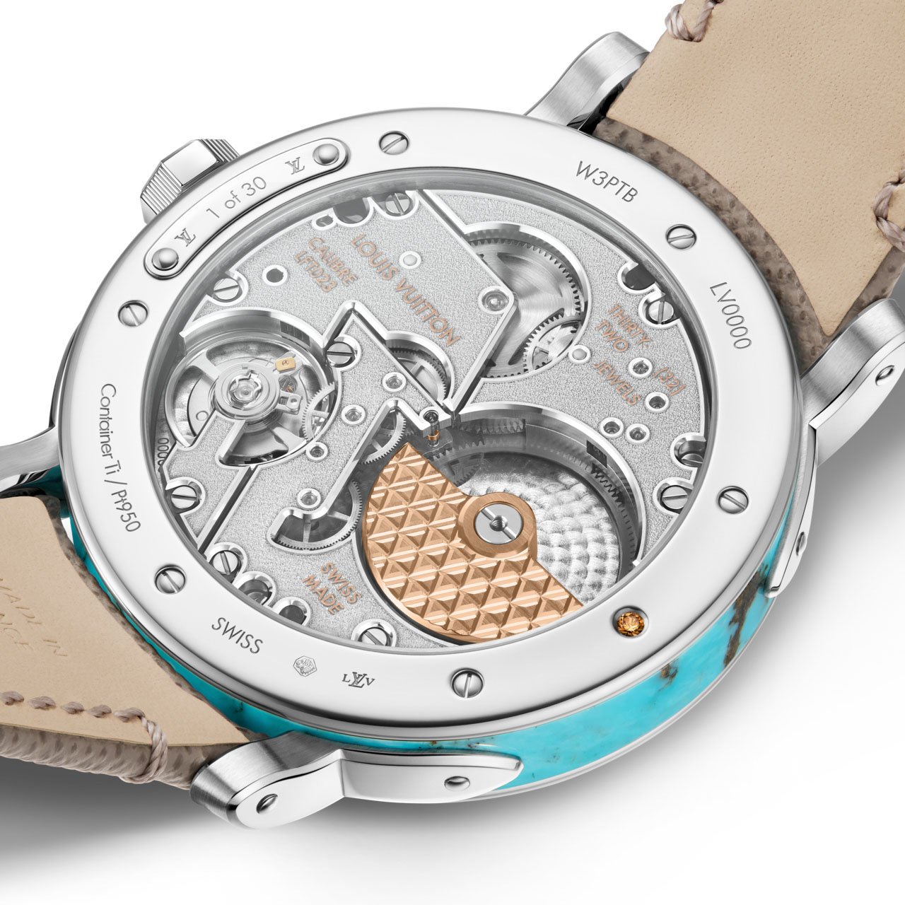 Louis Vuitton Escale Ornamental Stones Turquoise case back and movement