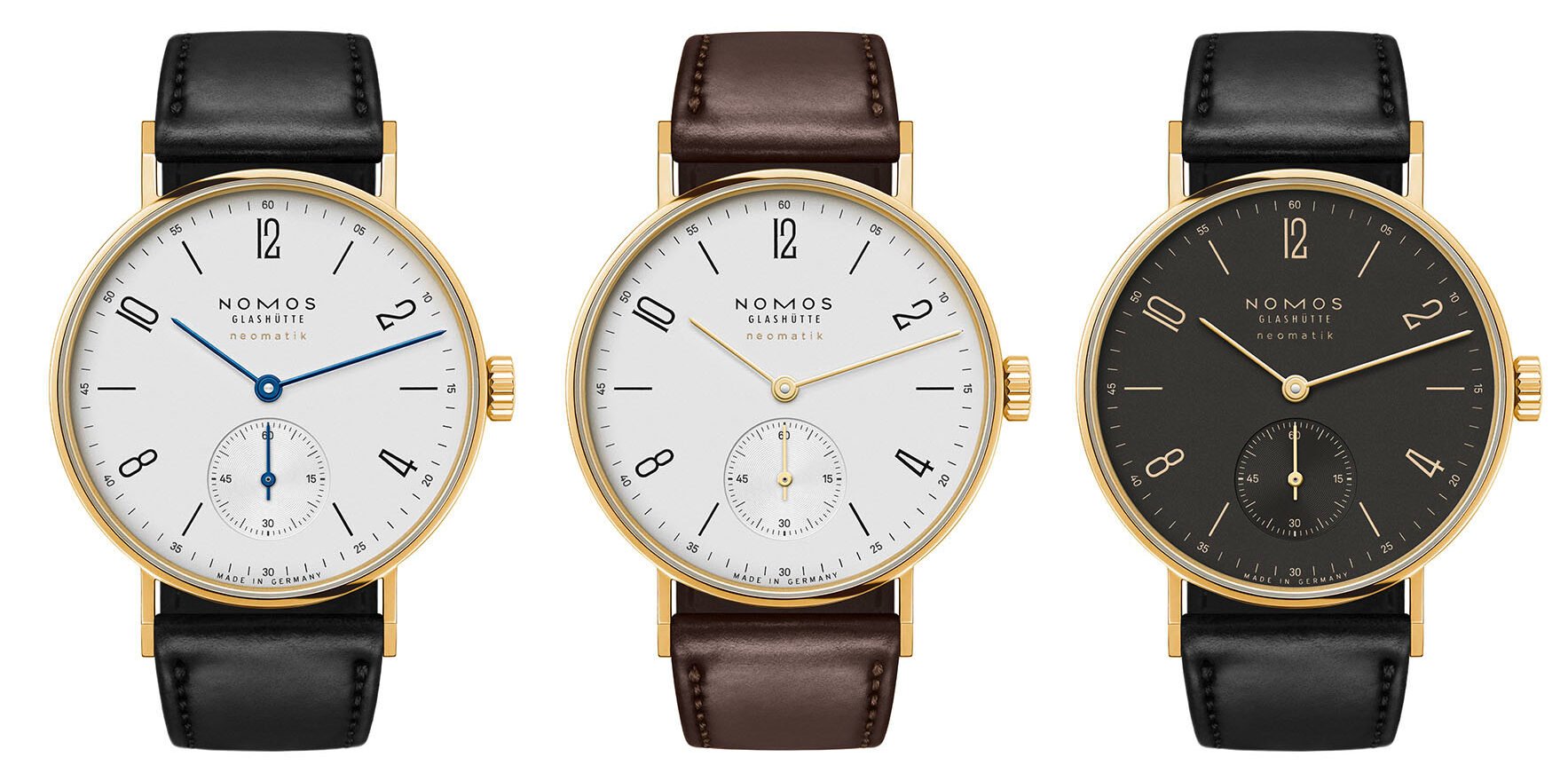 Nomos Glashuette Tangente gold neomatik lineup