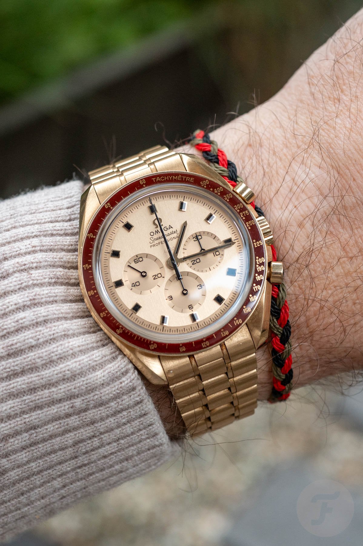 Chibuntu Vintage Bond Flow bracelet and Omega Speedmaster Professional Apollo 11 50th Anniversary on wrist