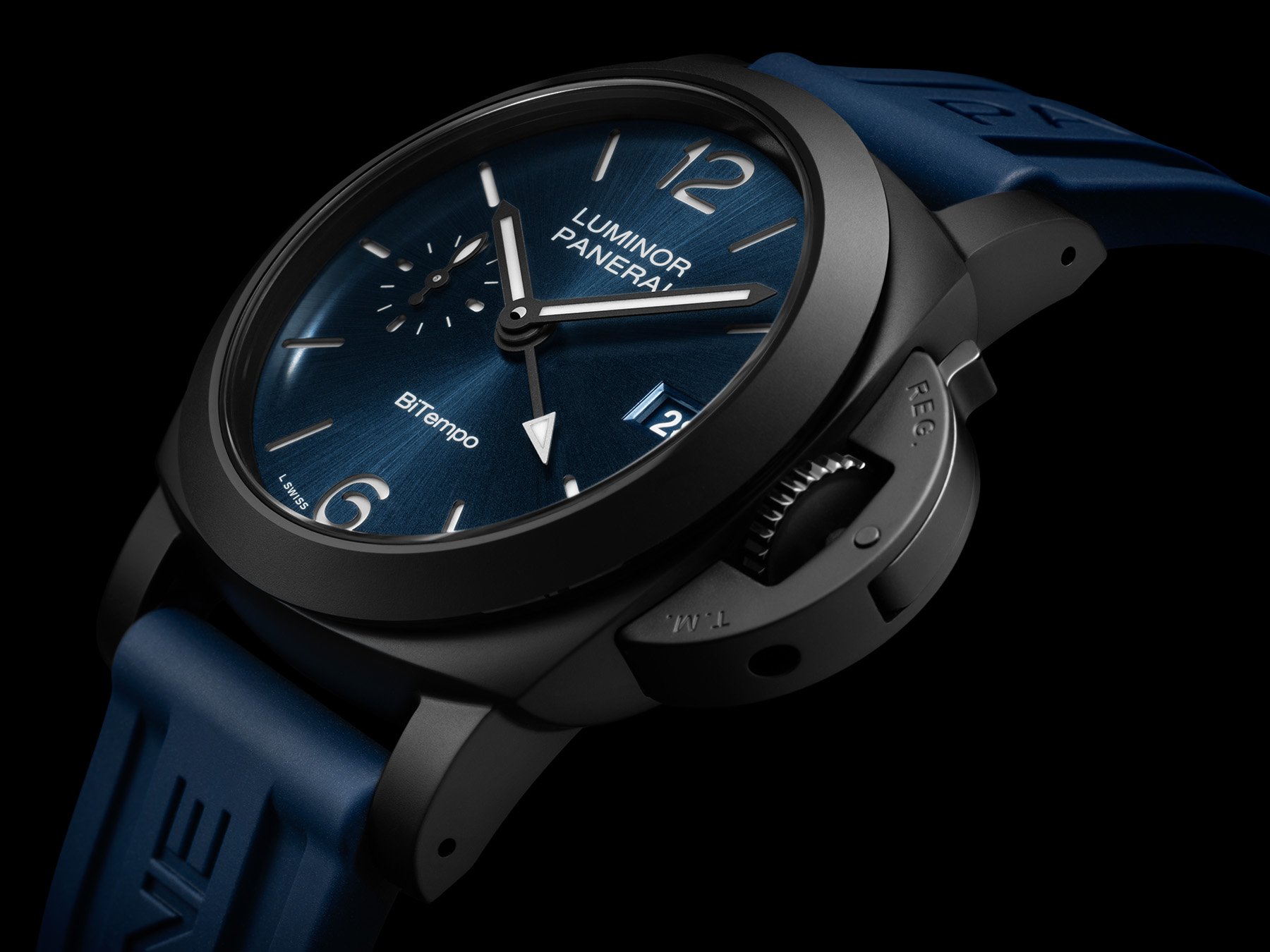 Panerai Luminor GMT Ceramica PAM01783 diagonal profile view