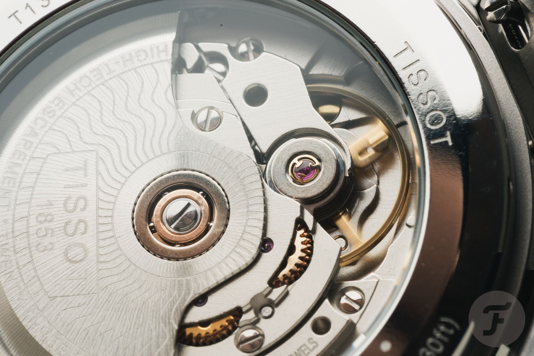 Tissot PRX Titanium 38mm movement up close