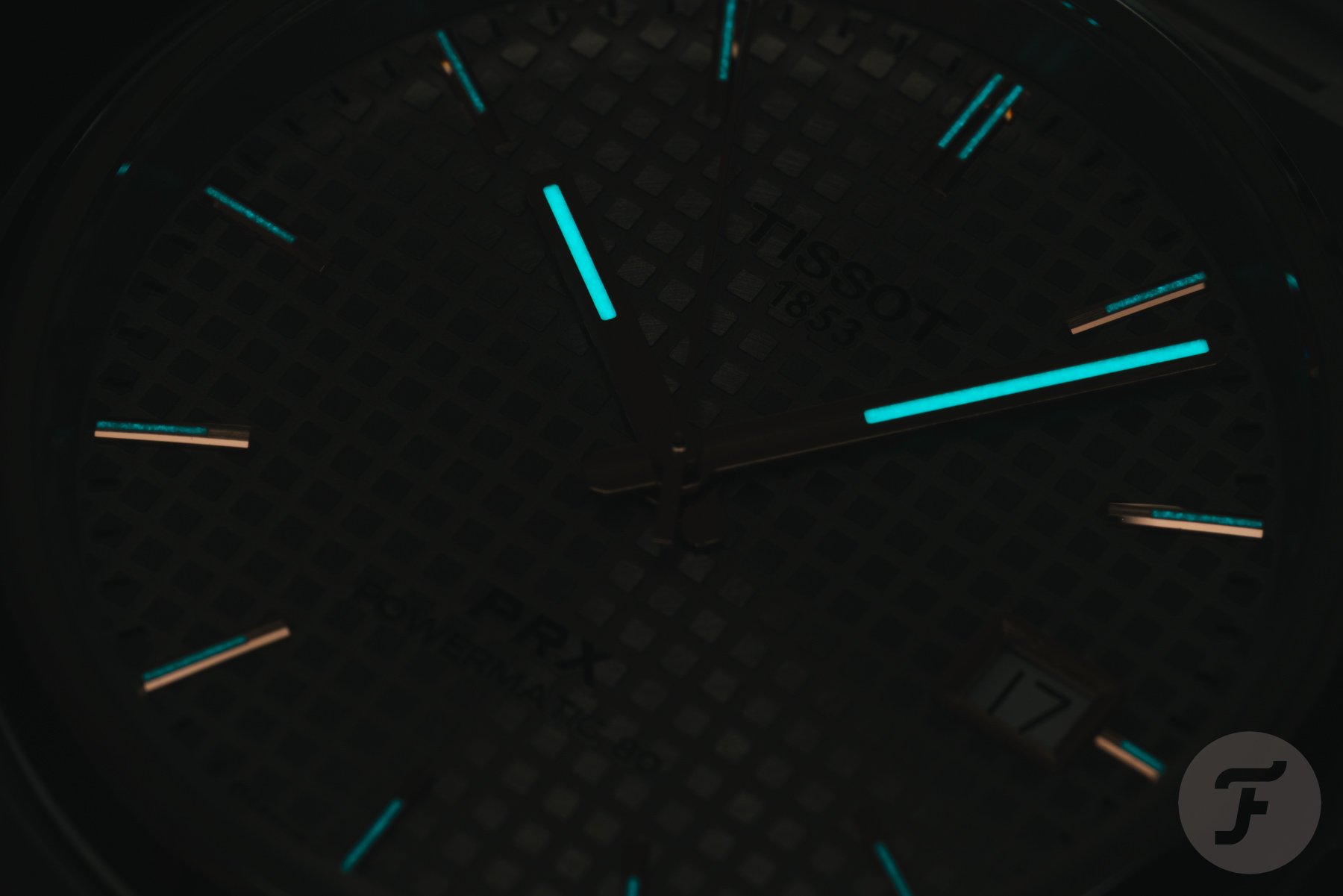 Tissot PRX Titanium 38mm lume shot