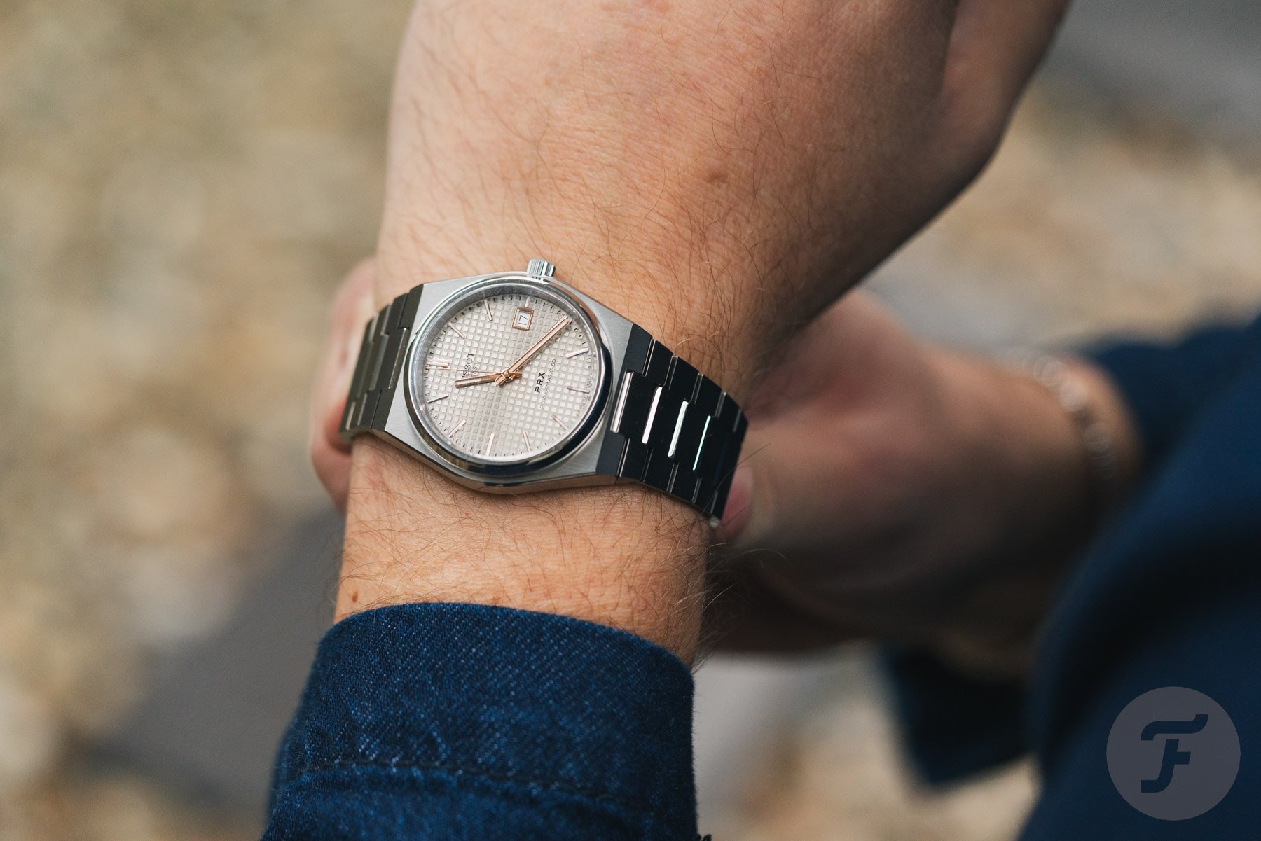 Tissot PRX Titanium 38mm on wrist