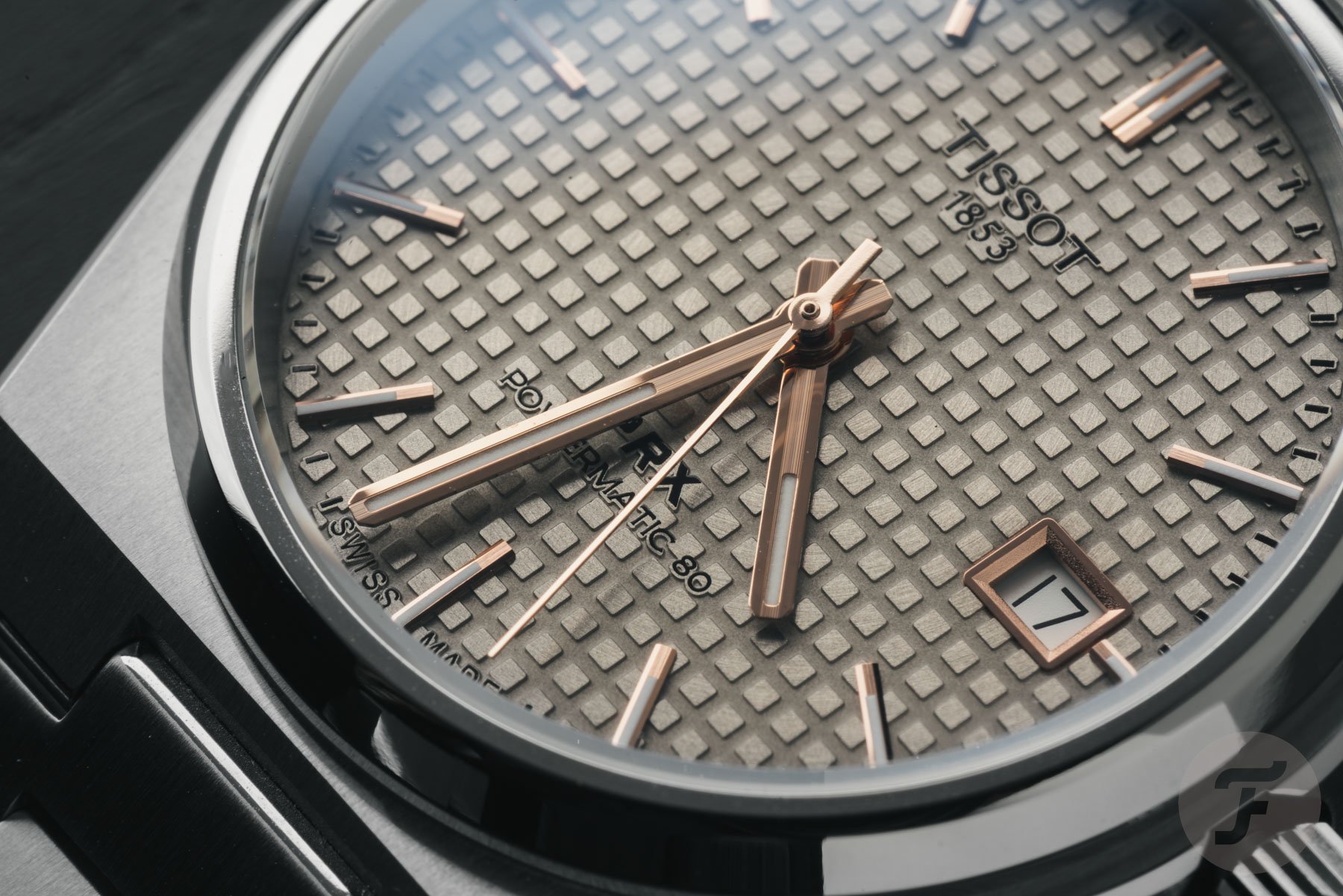 Tissot PRX Titanium 38mm dial up close