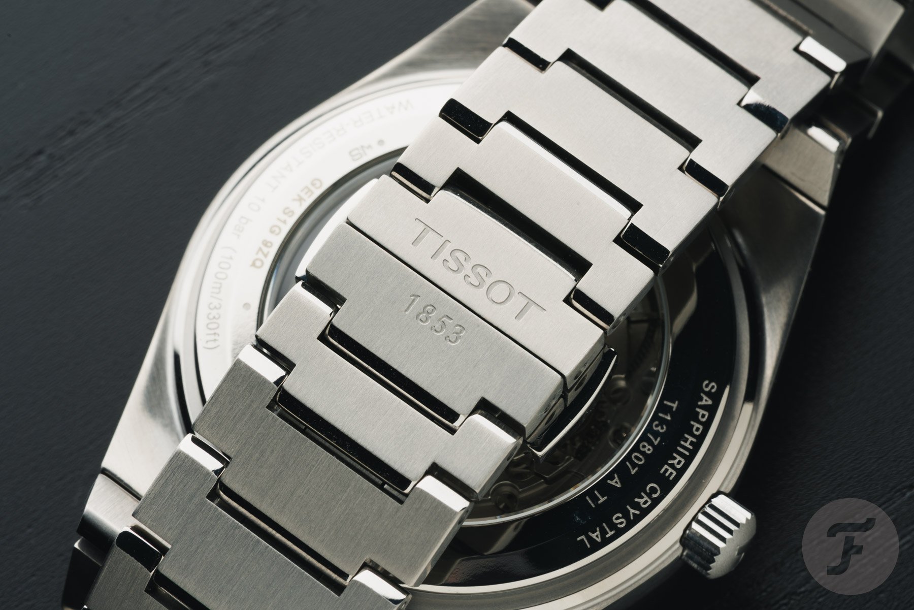 Tissot PRX Titanium 38mm bracelet, clasp closed