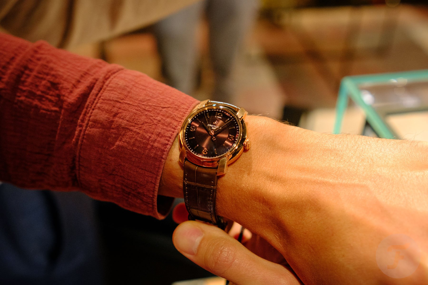 trying on a Breitling Lady Premier