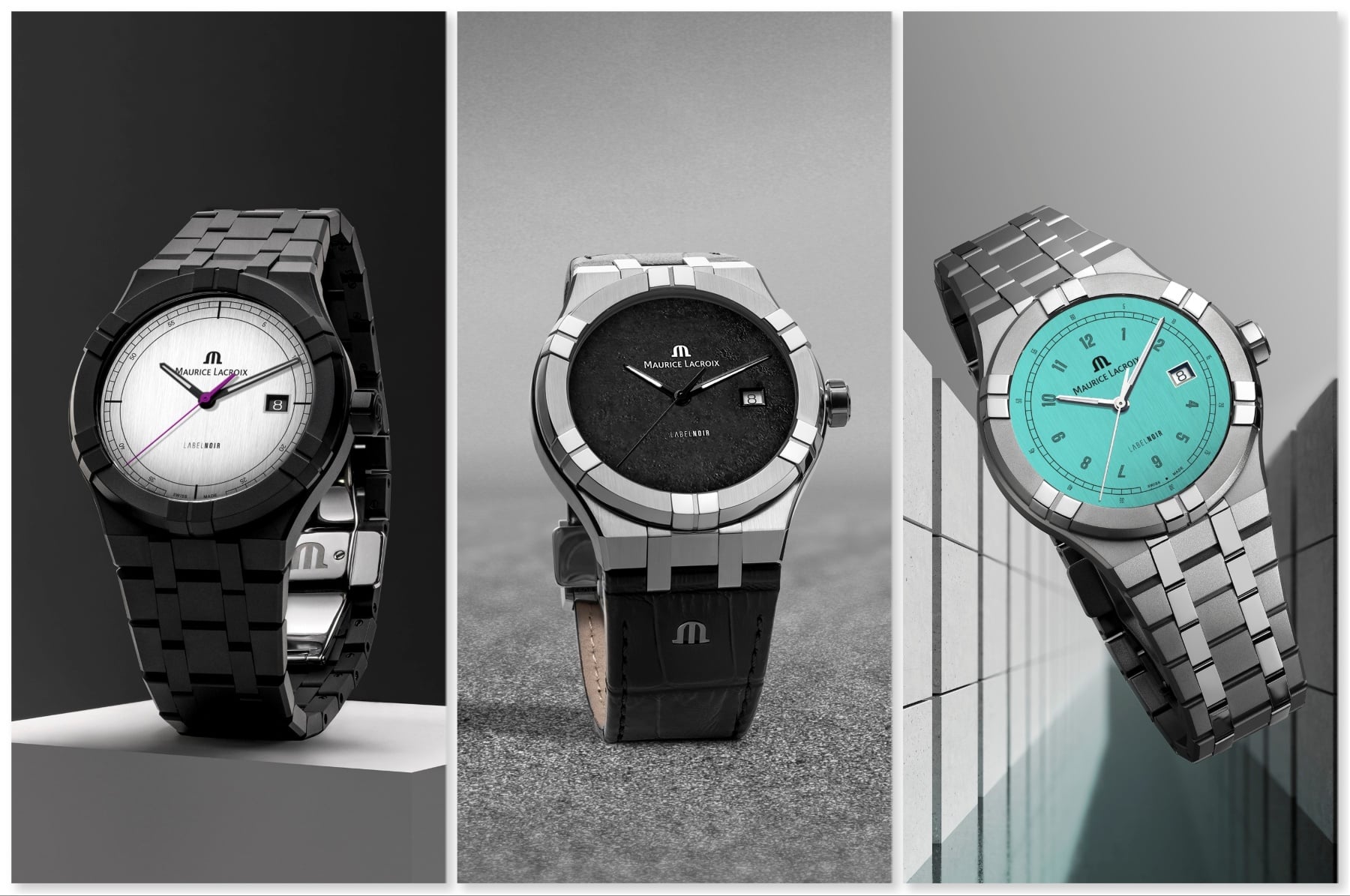 Maurice Lacroix The Lab Powered By Label Noir: collage of three watches