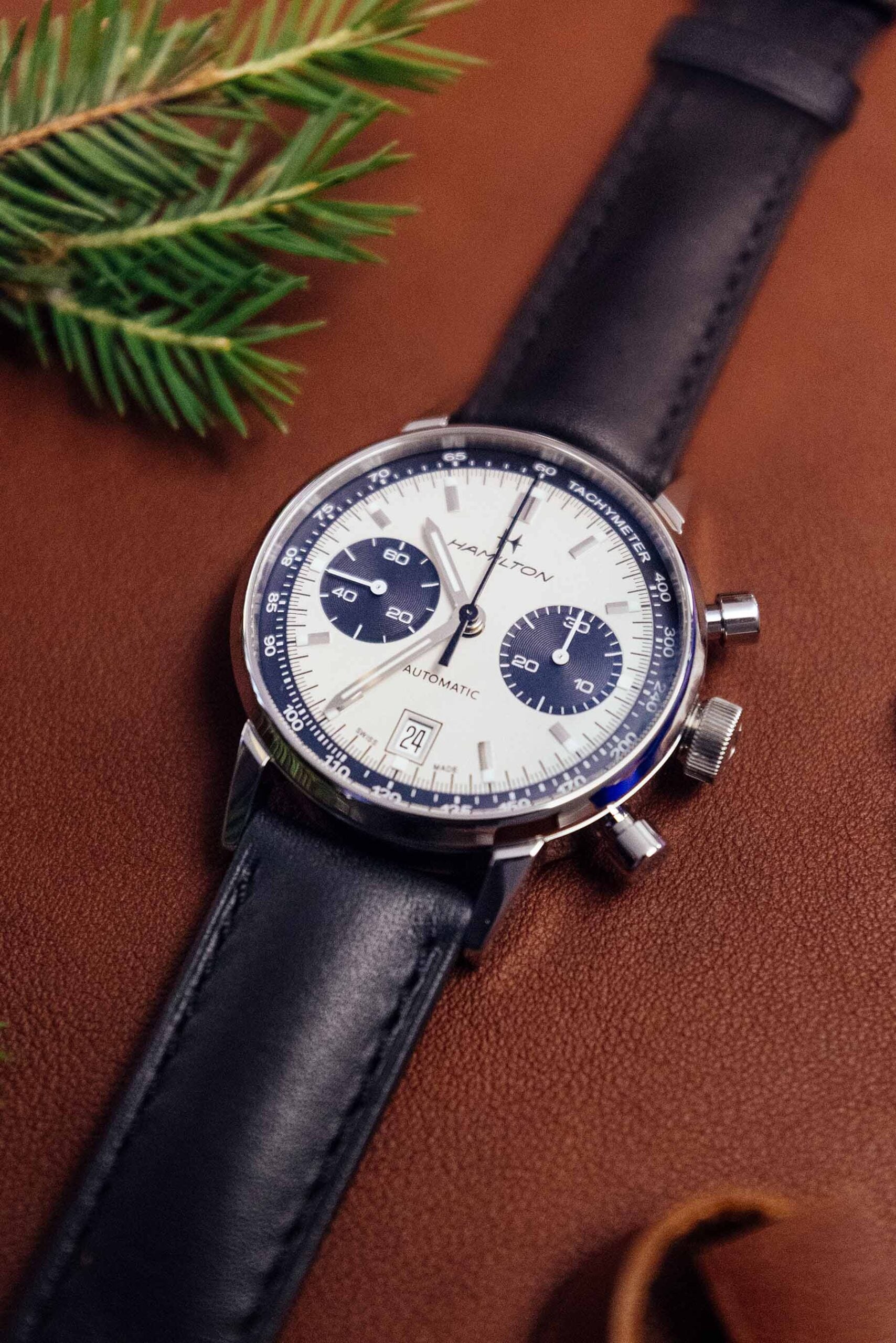 Hamilton American Classic Intra-Matic Auto Chrono festive flat-lay