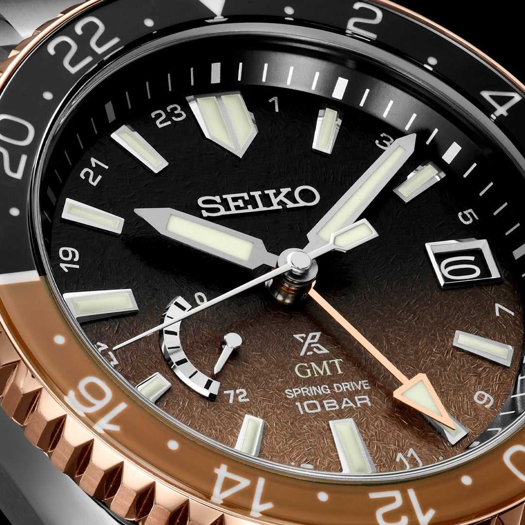 Dial close-up of the Seiko Prospex LX GMT U.S. Special Edition SNR058