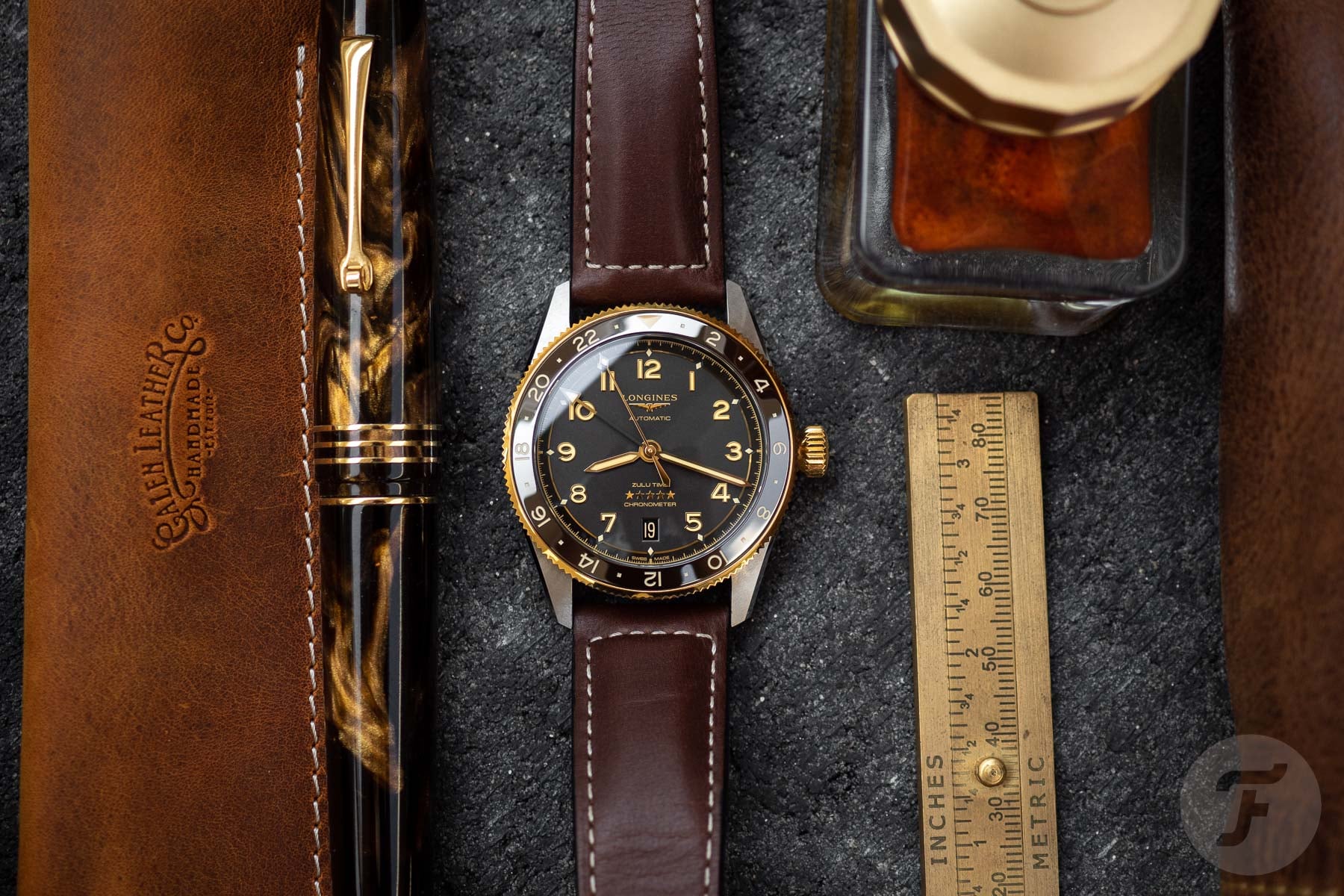 Longines Spirit Zulu Time 39mm flat lay